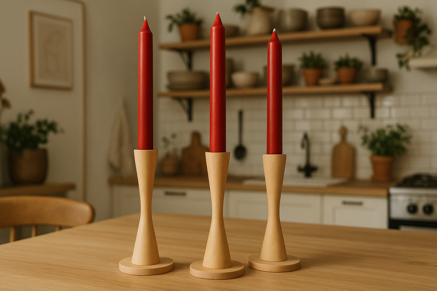 Kerzenhalter aus Holz - Set