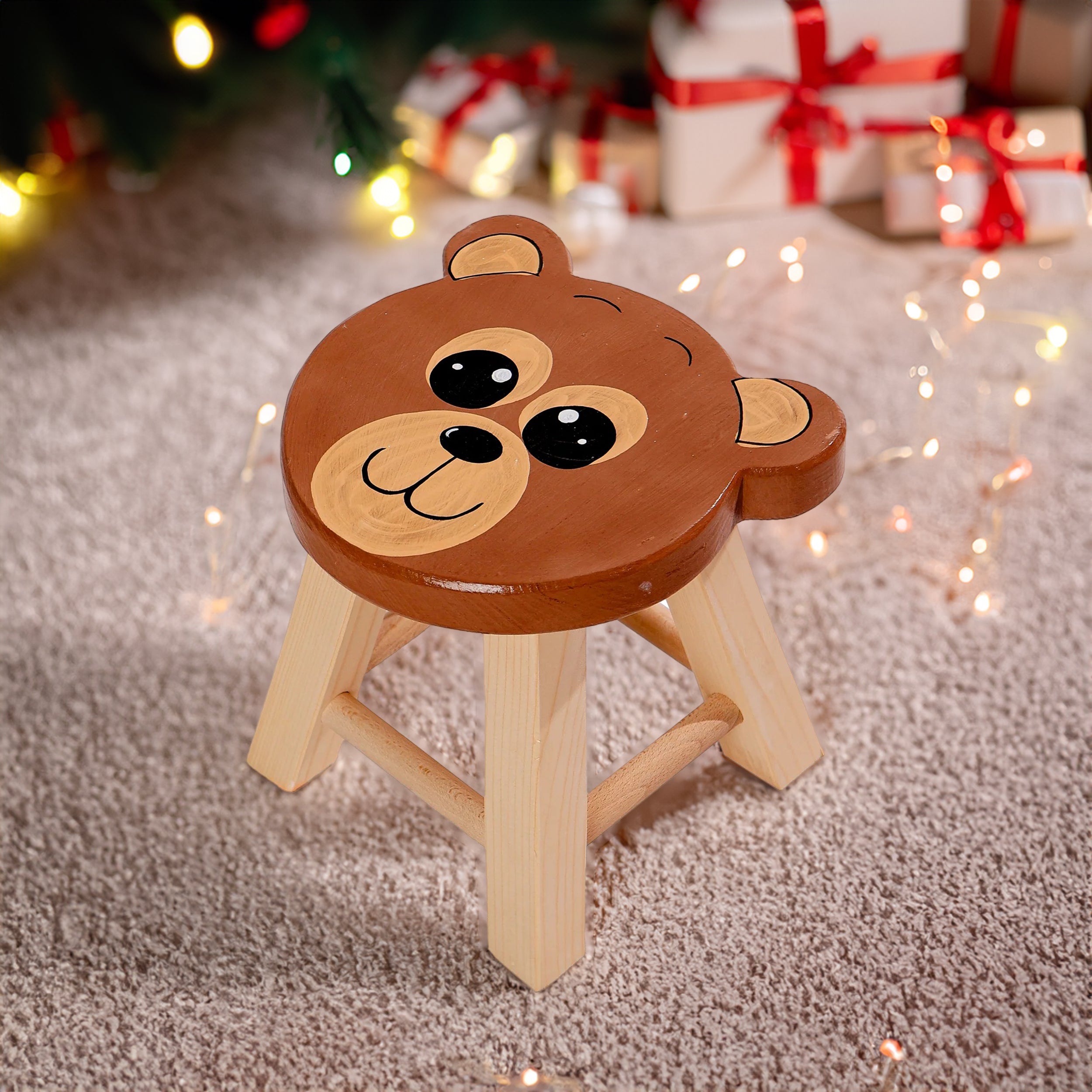 Montessori Kinderhocker mit Tiermotiven - Bär- HolzRepublik