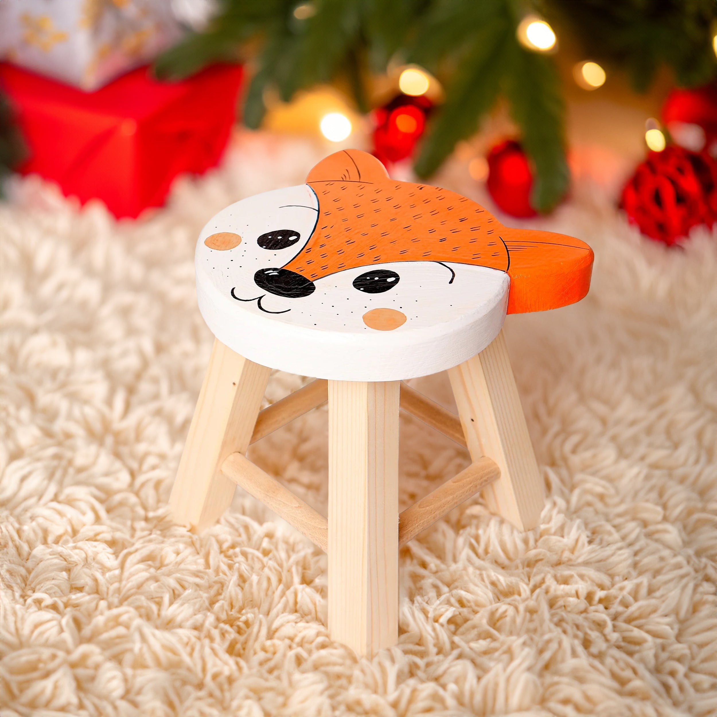 Montessori Kinderhocker mit Tiermotiven - Fuchs- HolzRepublik