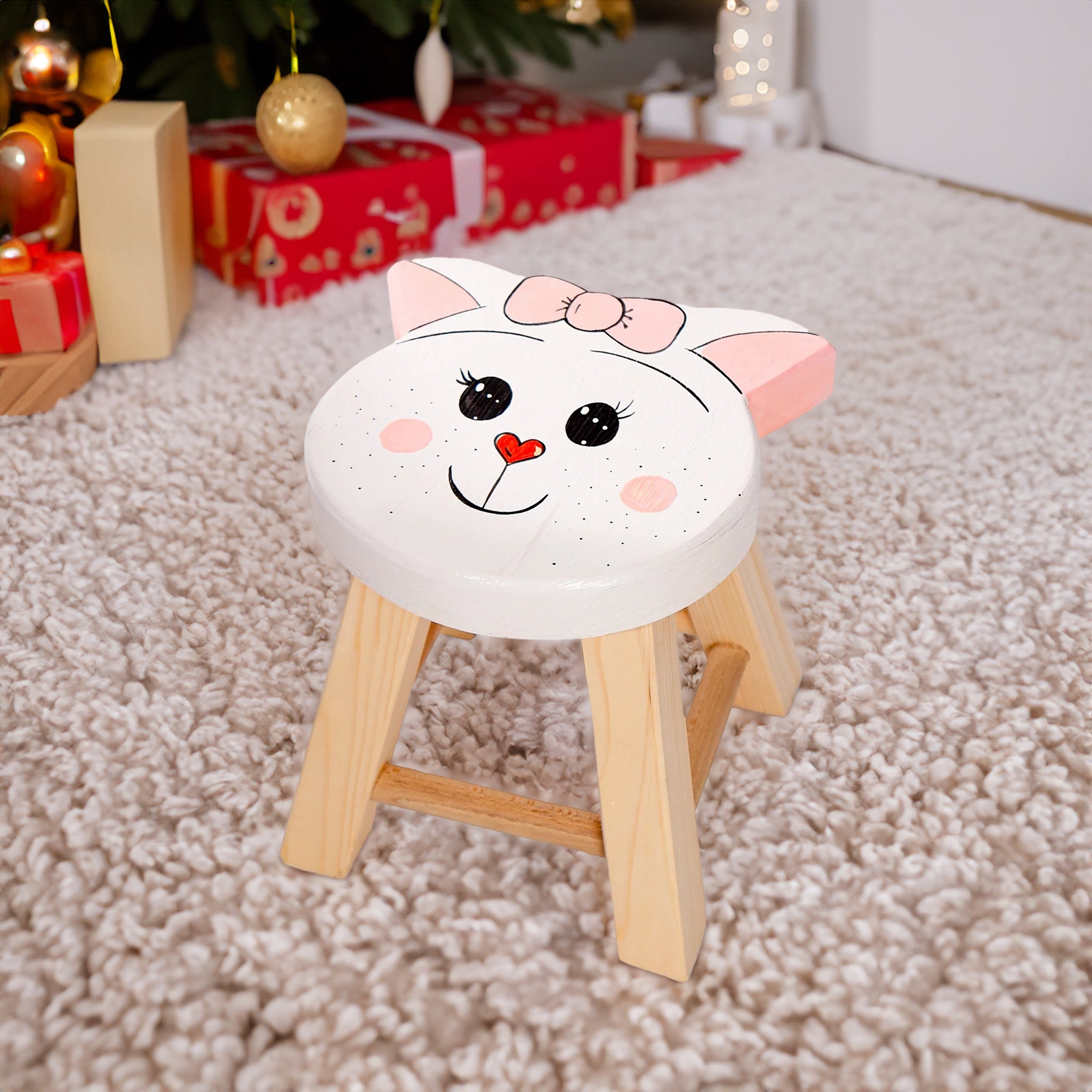 Montessori Kinderhocker mit Tiermotiven - Katze- HolzRepublik