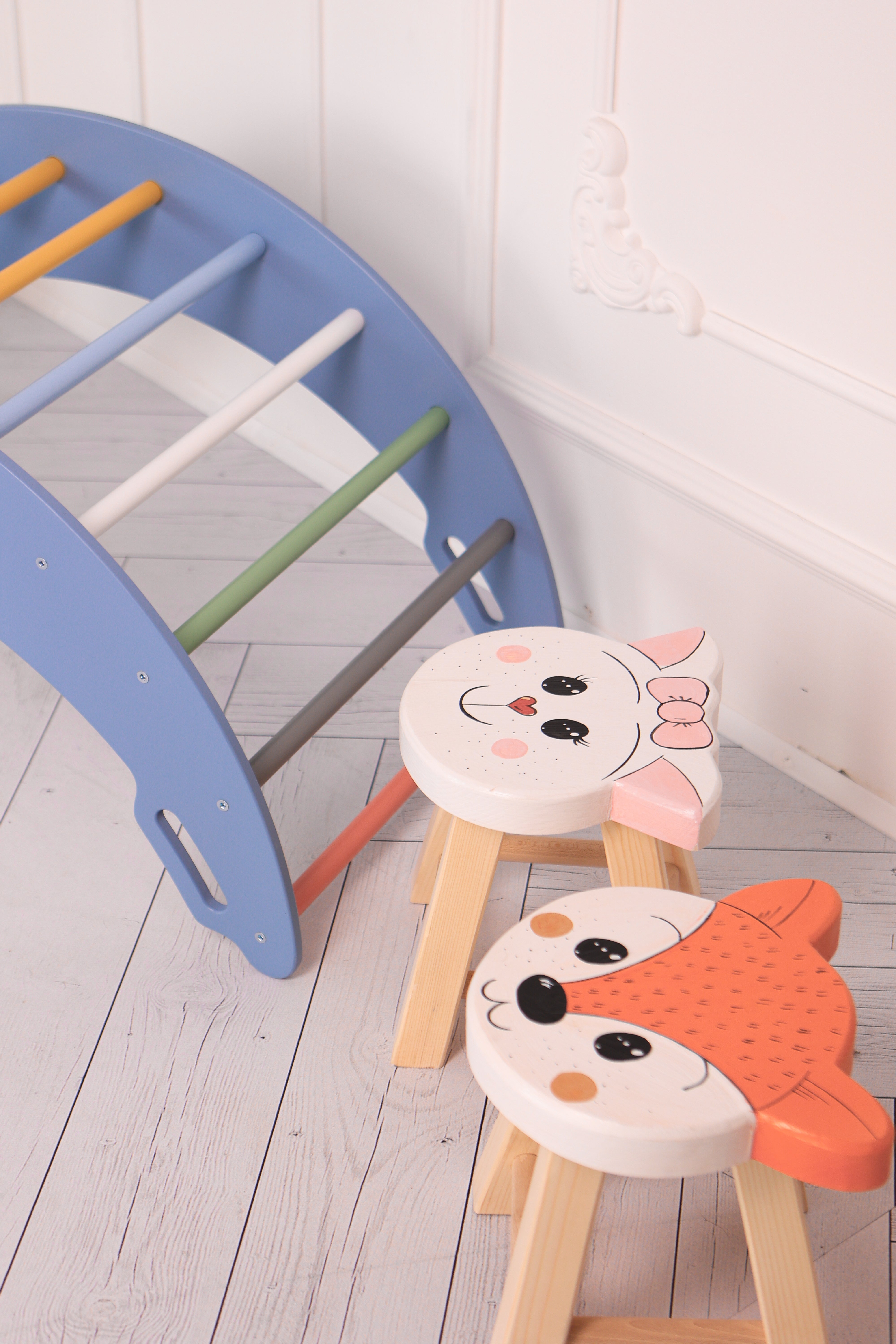 Montessori Kinderhocker mit Tiermotiven - Katze- HolzRepublik