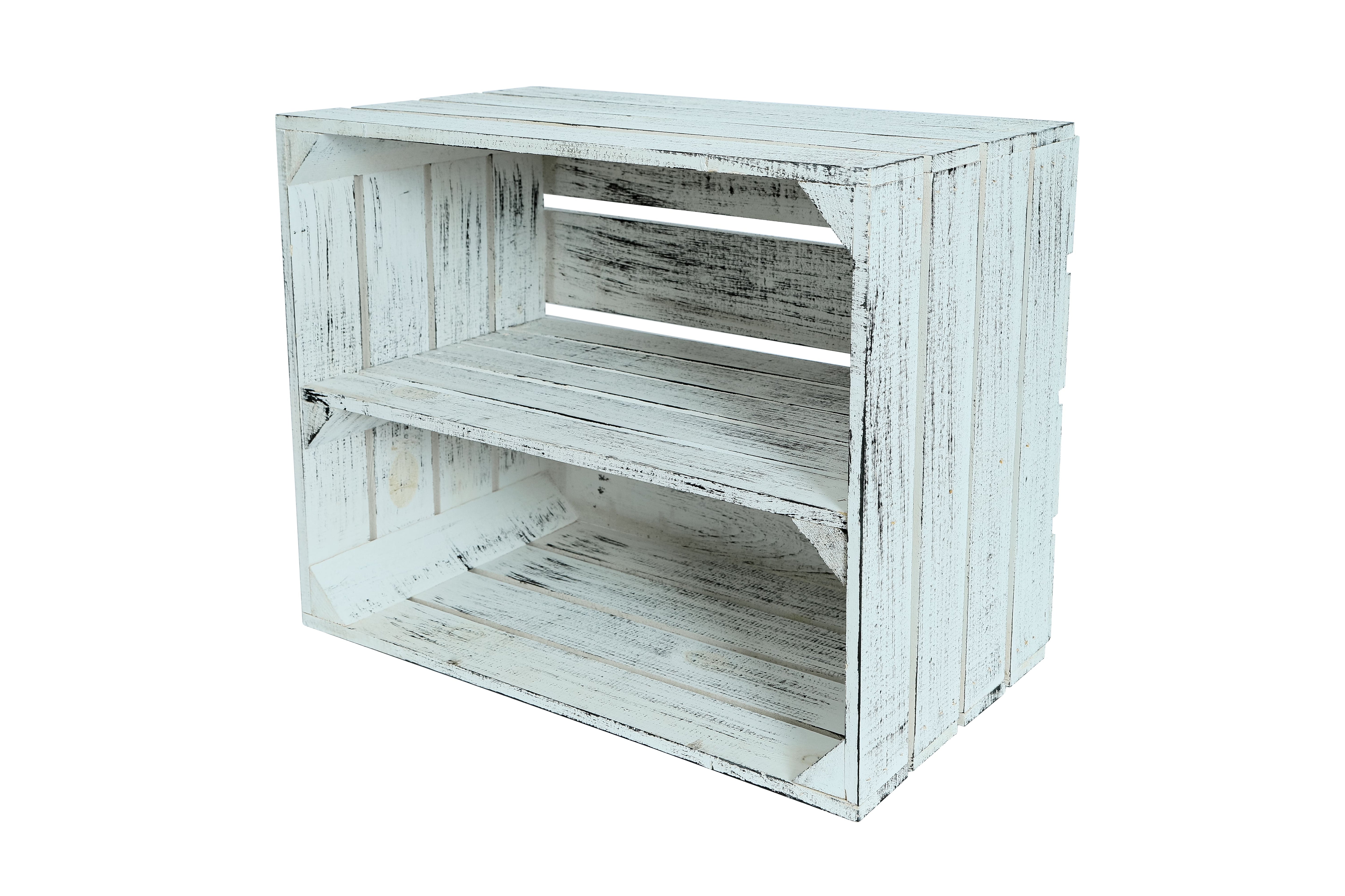 Neue Holzkiste Schuh 50x40x29cm - Grau Vintage- HolzRepublik