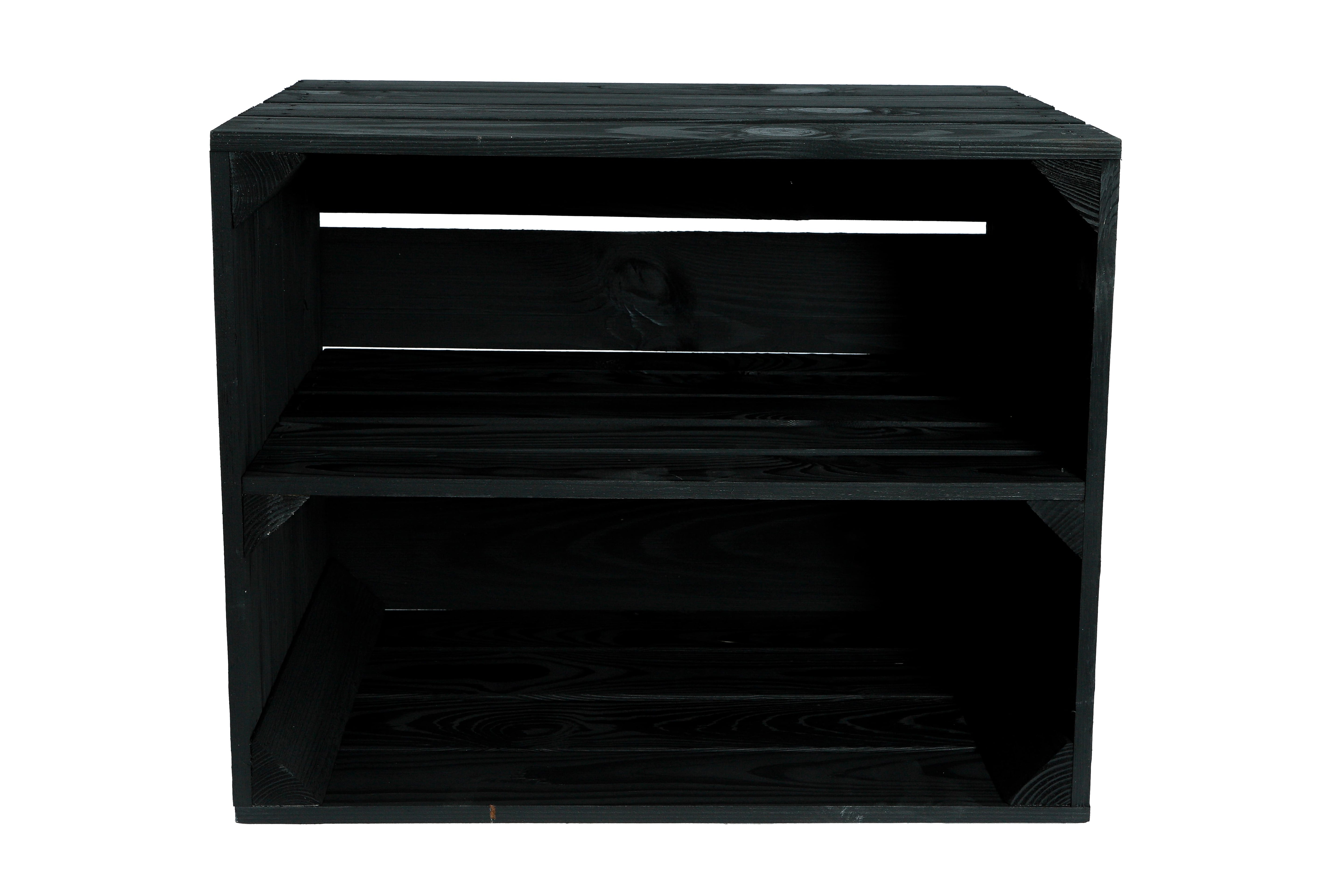 Neue Holzkiste Schuh 50x40x29 cm - schwarz- HolzRepublik