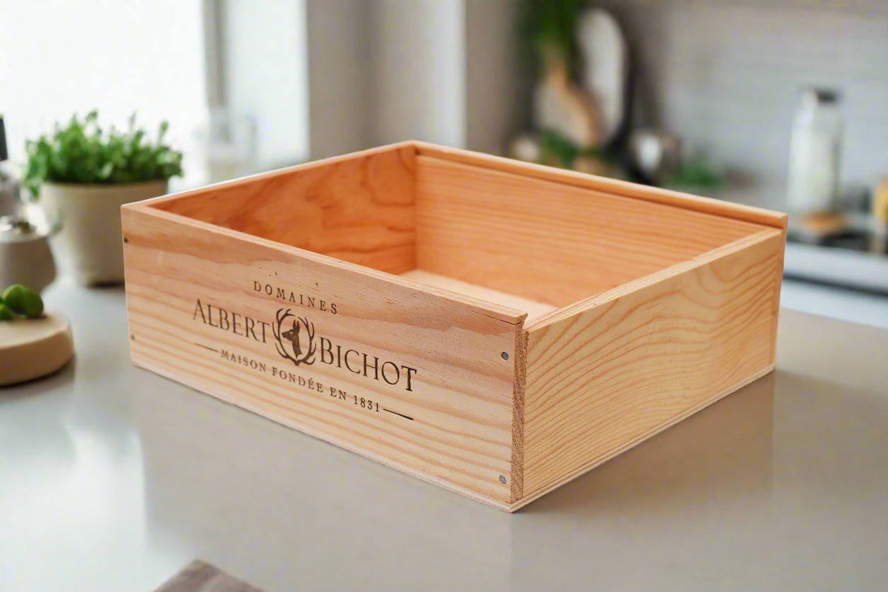 Originale französische Weinkiste (3x 0,75l) O / Deko-Weinkiste / Geschenkbox / Aufbwahrungskiste- HolzRepublik