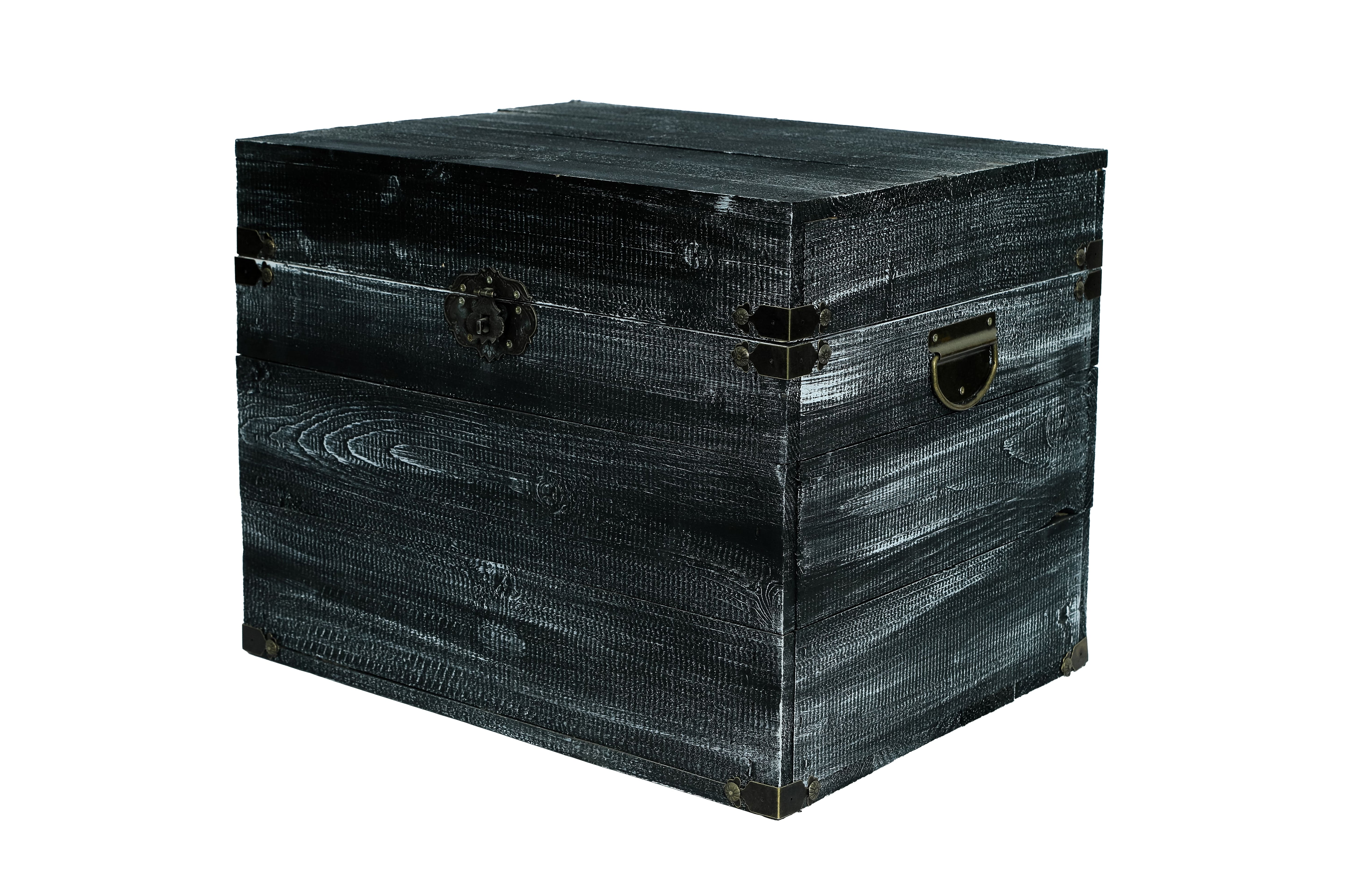 Neue dekorative Holztruhe 45x35x35xcm - Schabby Schwarz - Truhe / Dekotruhe / Kleine Schatztruhe- HolzRepublik