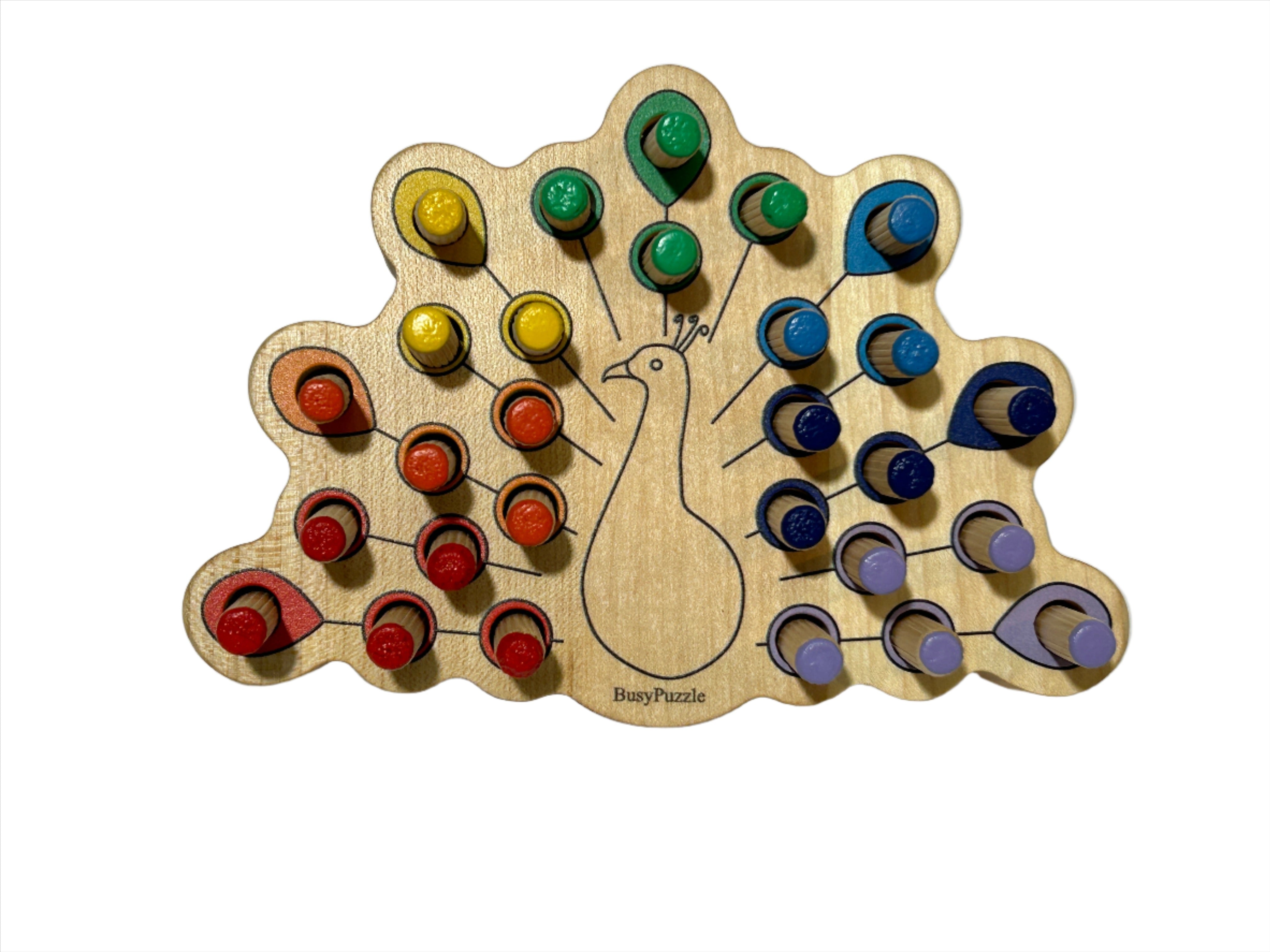 Montessori-Sensorikspielzeug Holzpfau- HolzRepublik