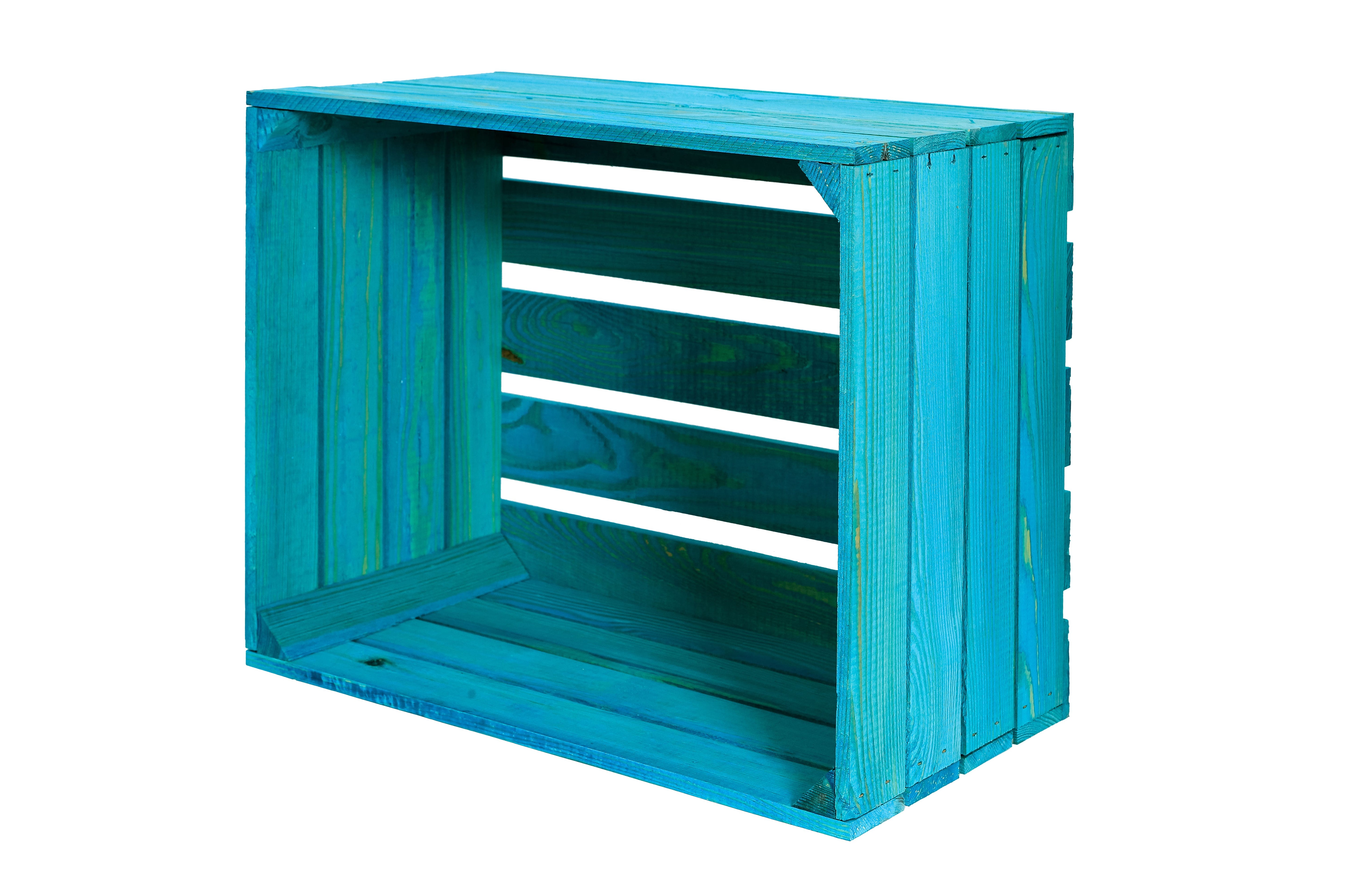 Neue Holzkiste Pol türkis 50x40x29 cm / Obstkistenregal / Aufbewahrungskiste- HolzRepublik