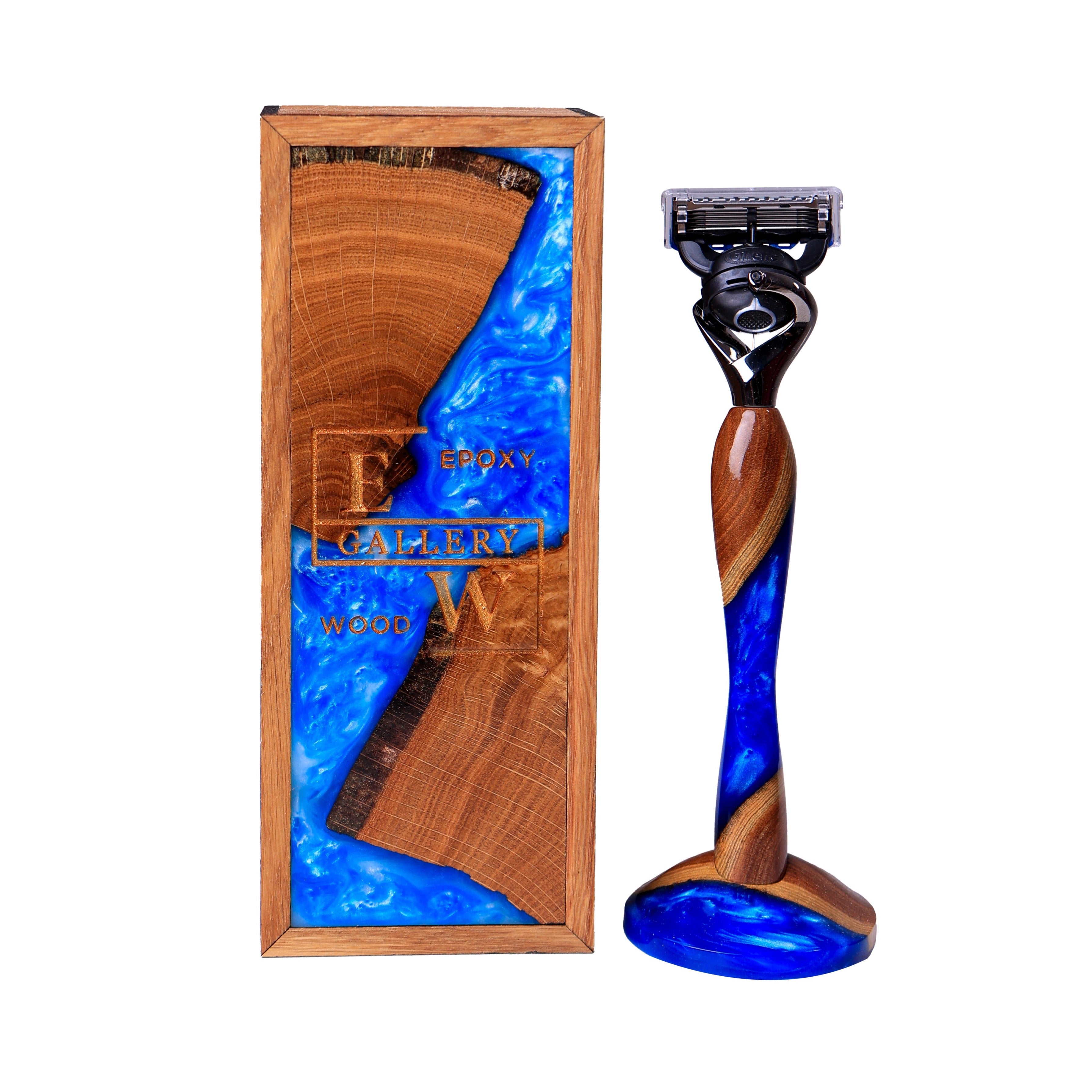 Eleganter Rasierer mit Holzgriff, Ständer und Geschenkbox- HolzRepublik