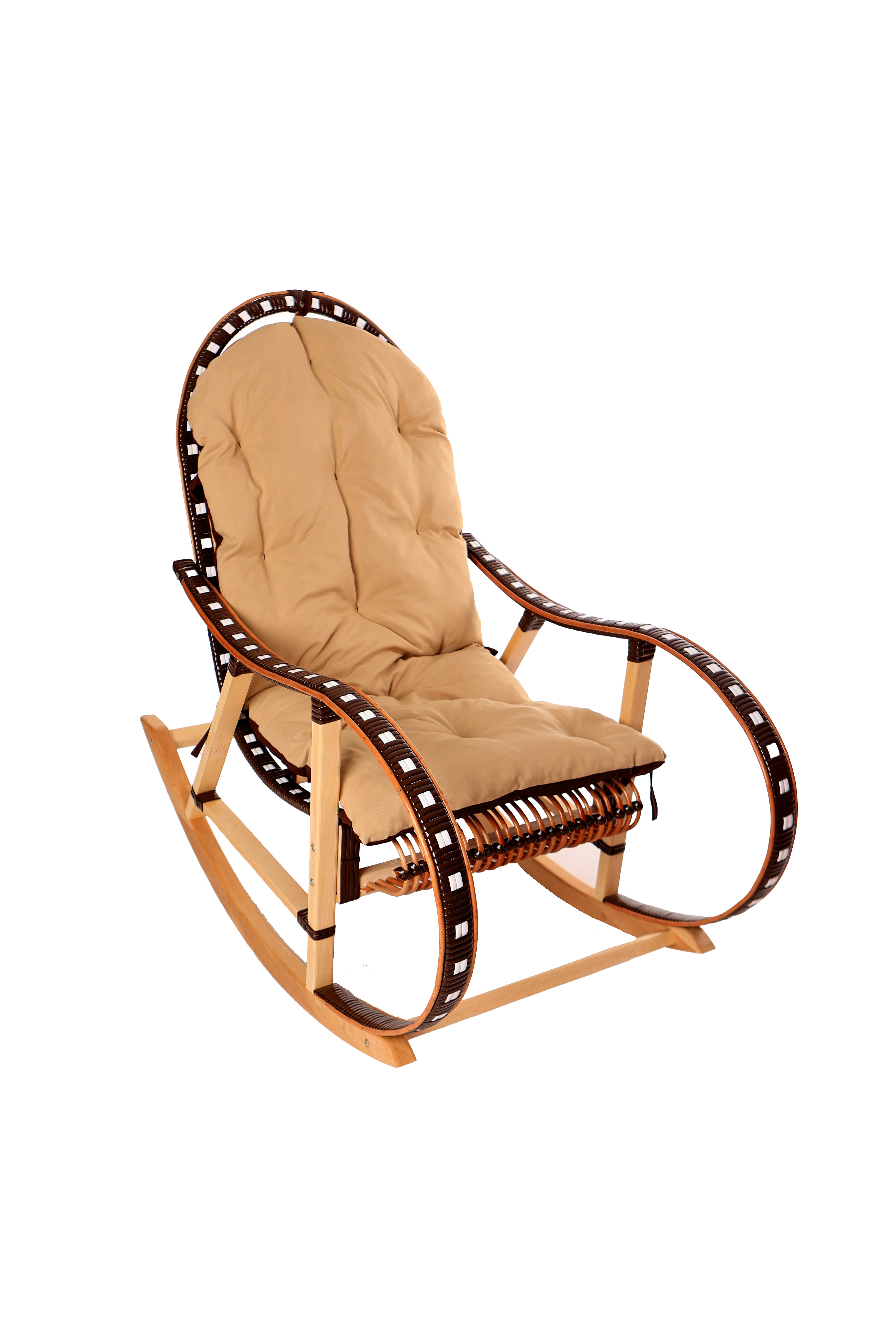 Schaukelstuhl aus Rattan - Natur-Schwarz- HolzRepublik