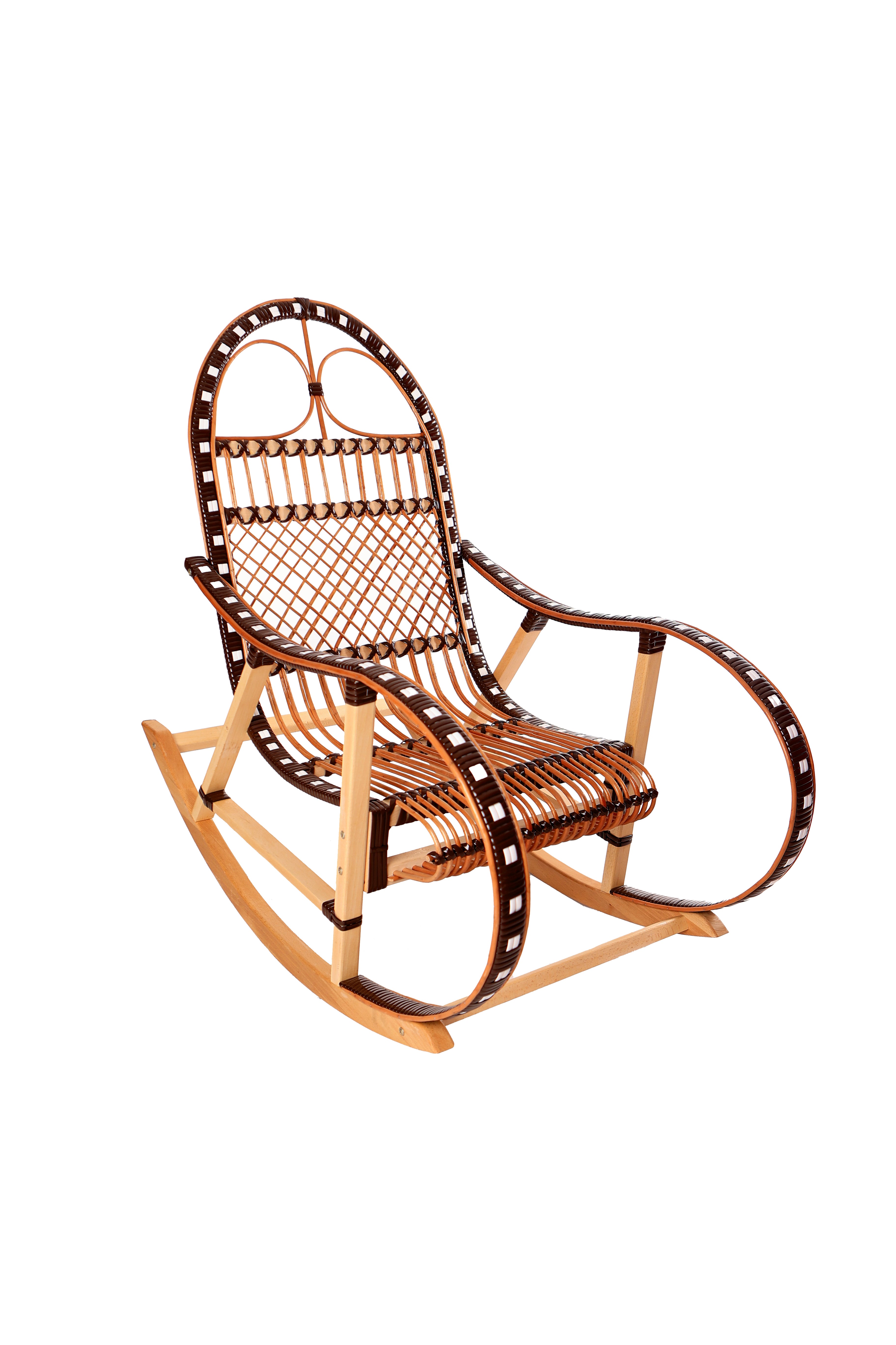 Schaukelstuhl aus Rattan - Natur-Schwarz- HolzRepublik