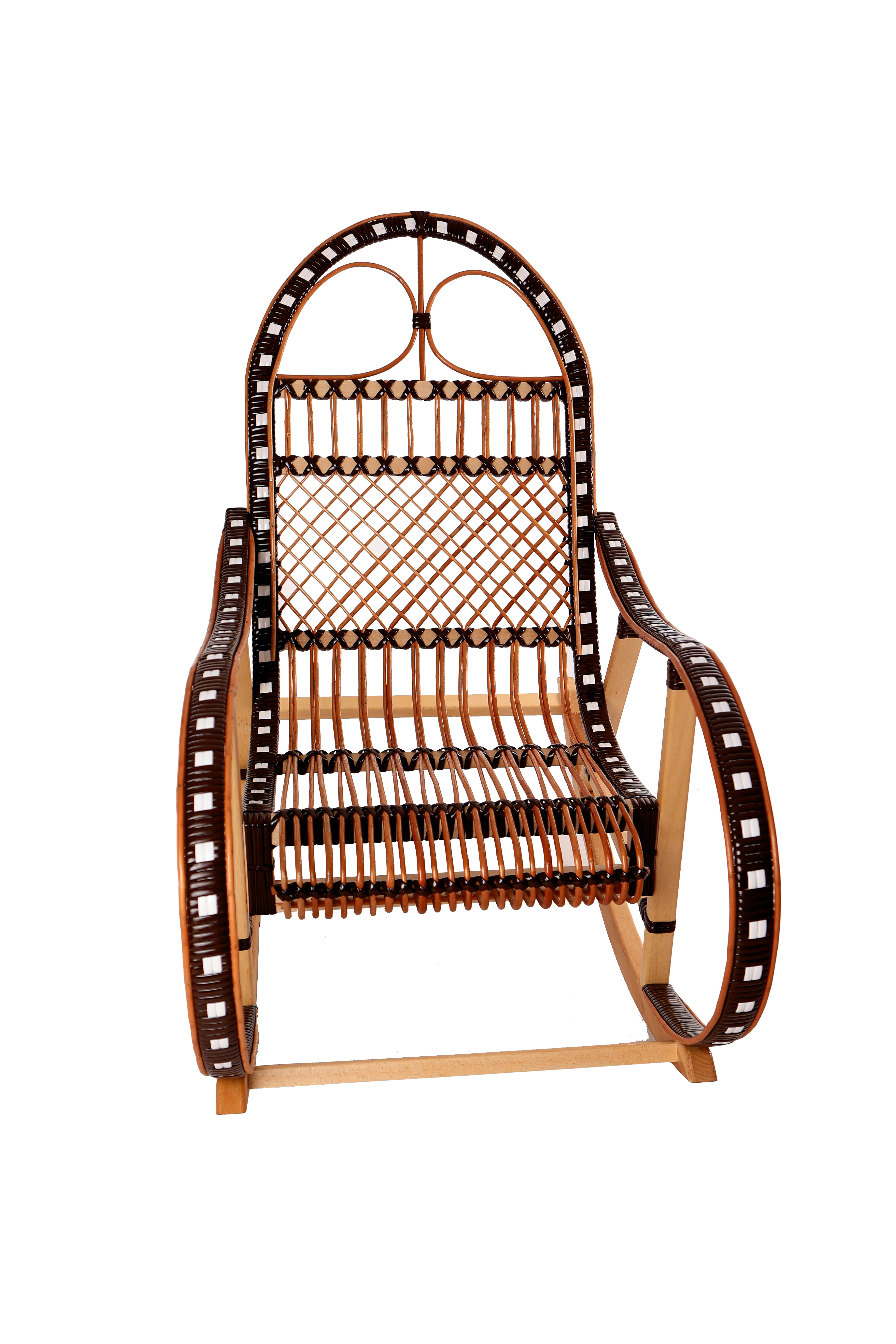 Schaukelstuhl aus Rattan - Natur-Schwarz- HolzRepublik