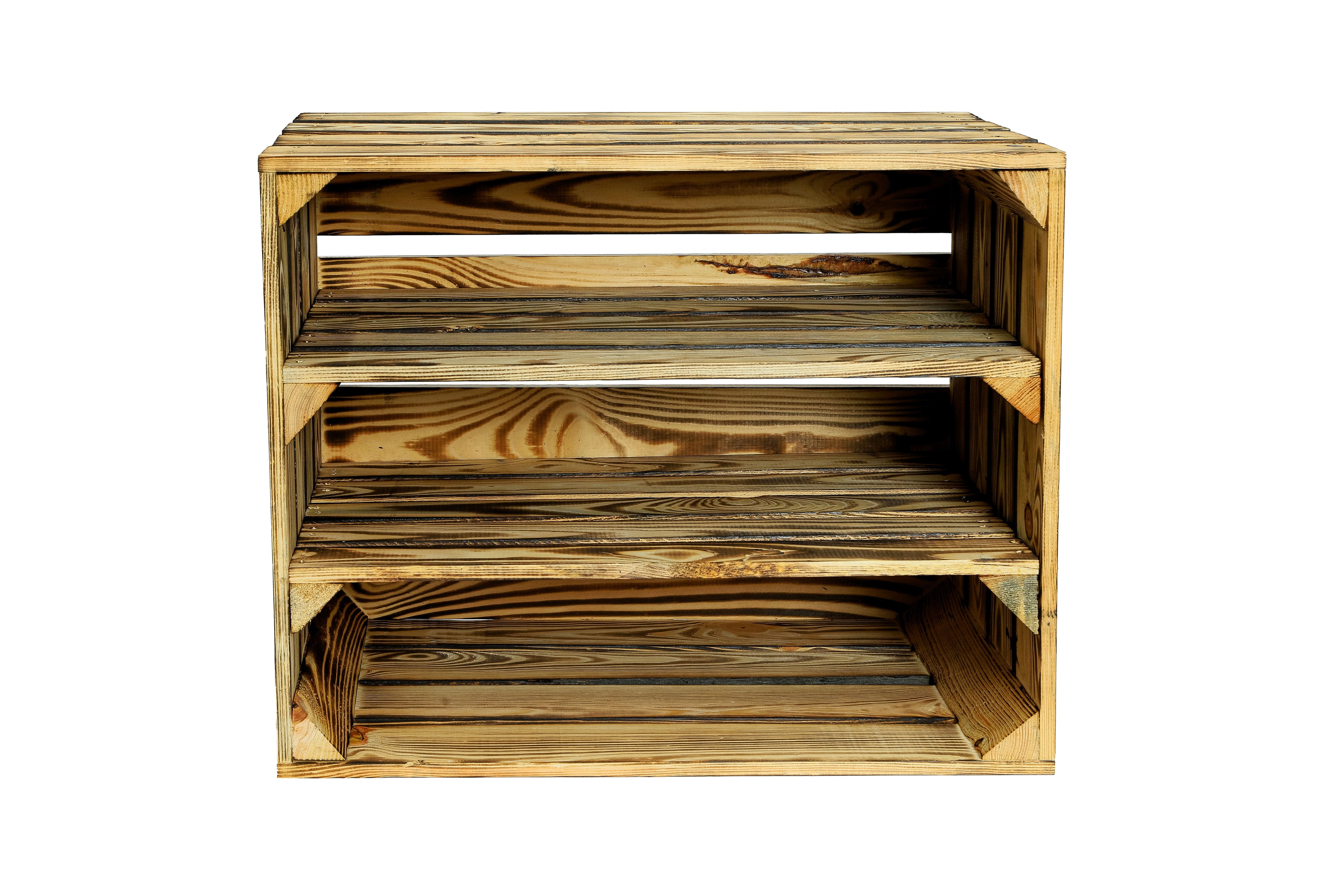 Neue Holzkiste Schuh2Lang 50x40x29 cm - geflammt- HolzRepublik