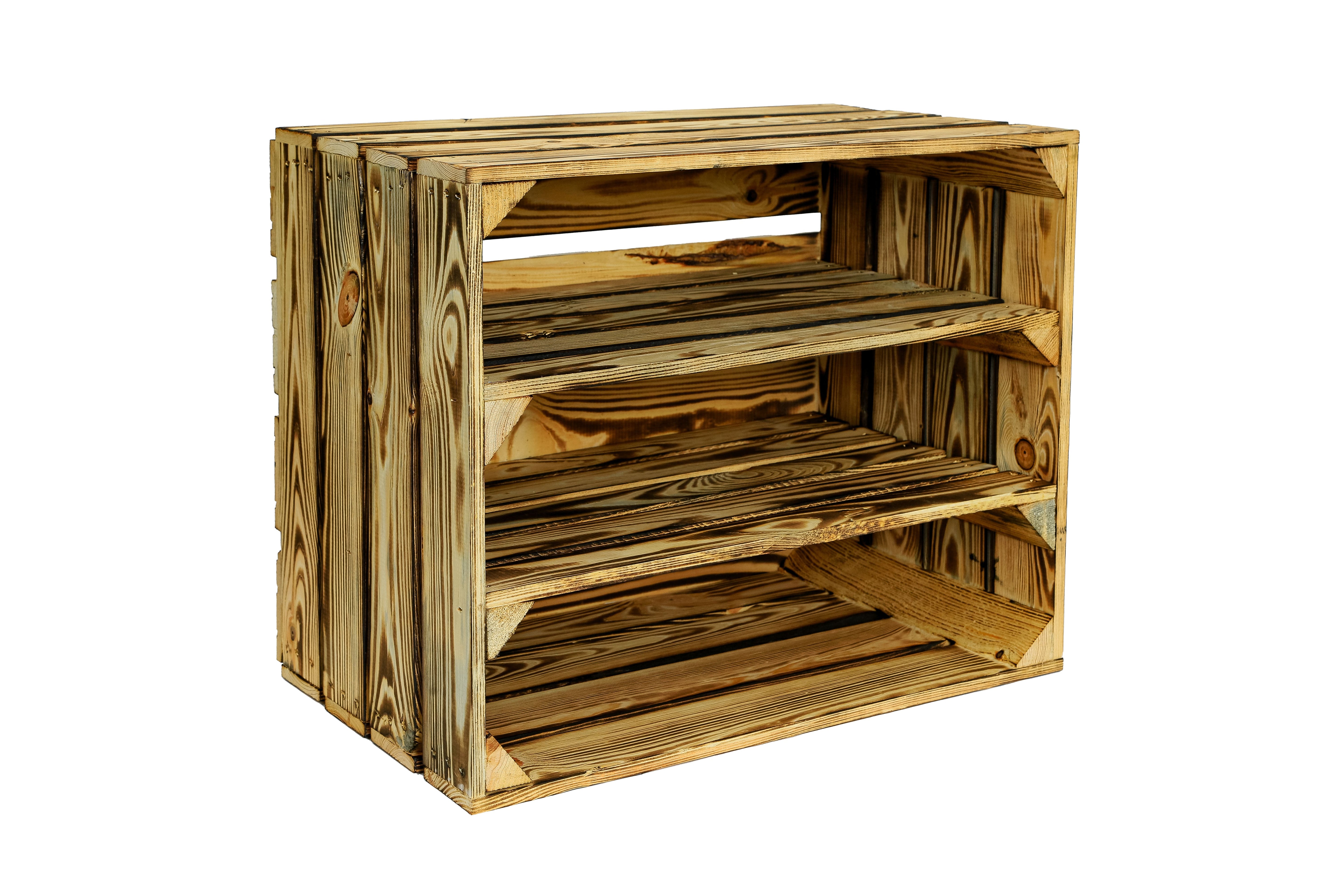 Neue Holzkiste Schuh2Lang 50x40x29 cm - geflammt- HolzRepublik