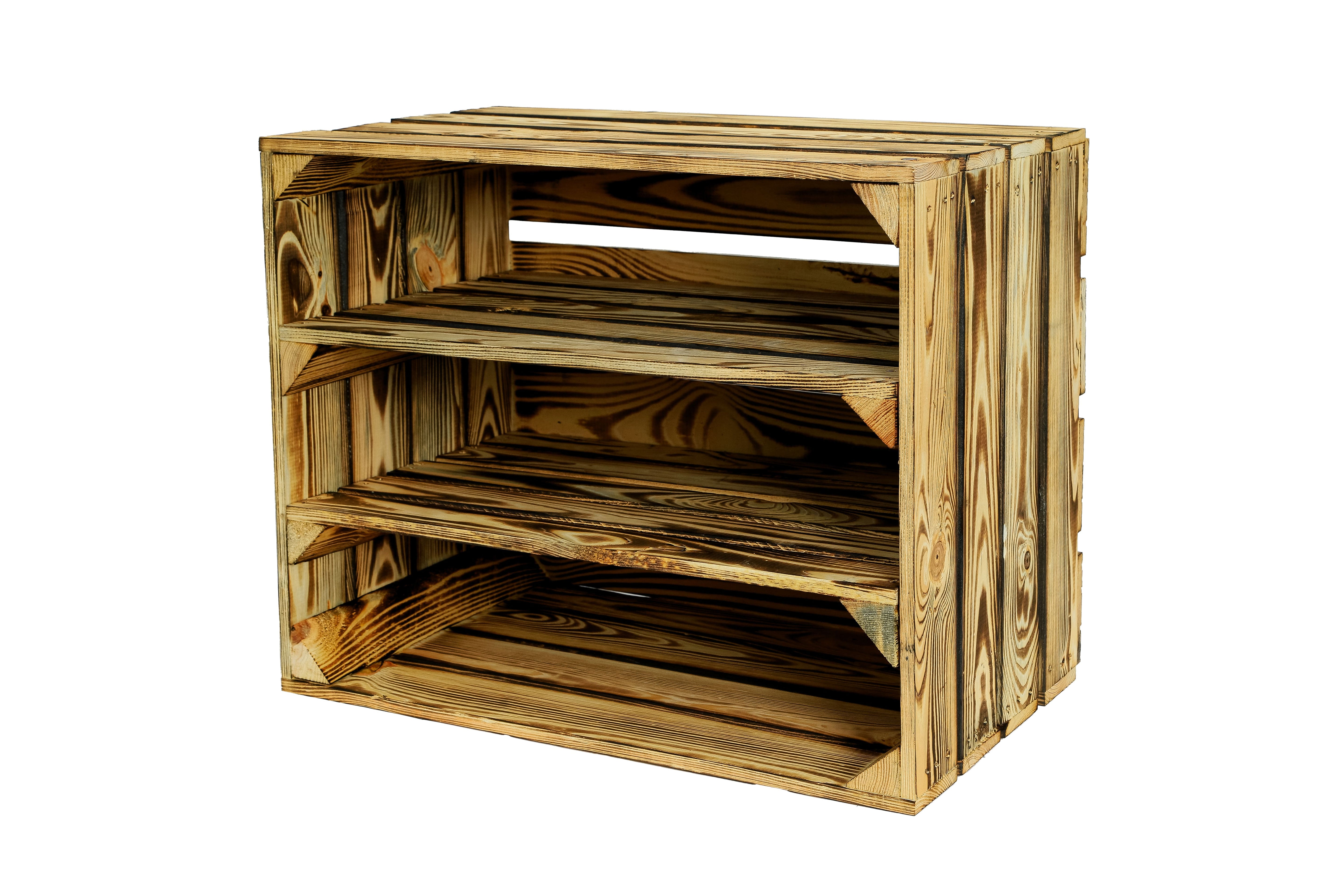 Neue Holzkiste Schuh2Lang 50x40x29 cm - geflammt- HolzRepublik