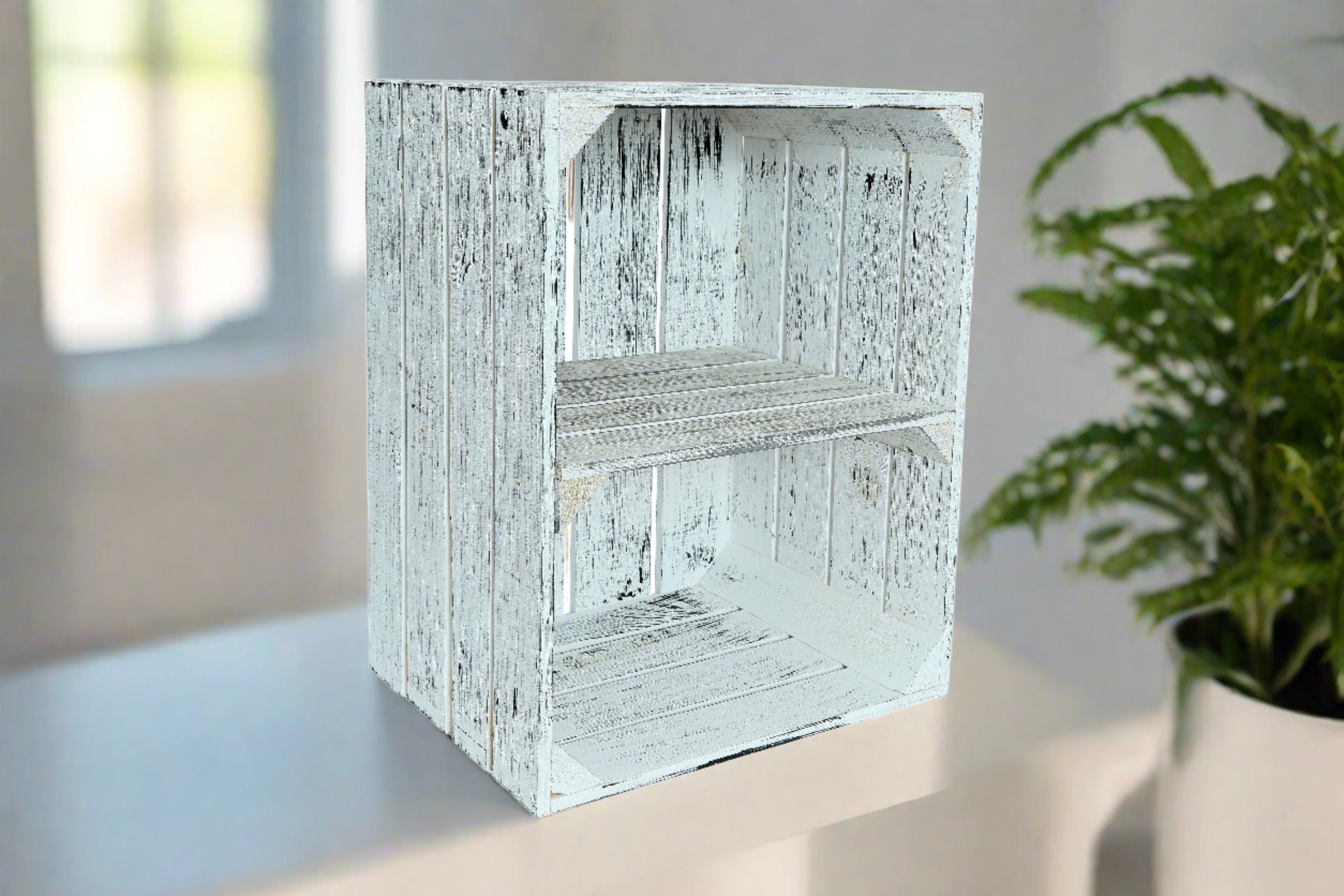 Neue Holzkiste Schuh 50x40x29 cm - Grau Vintage- HolzRepublik