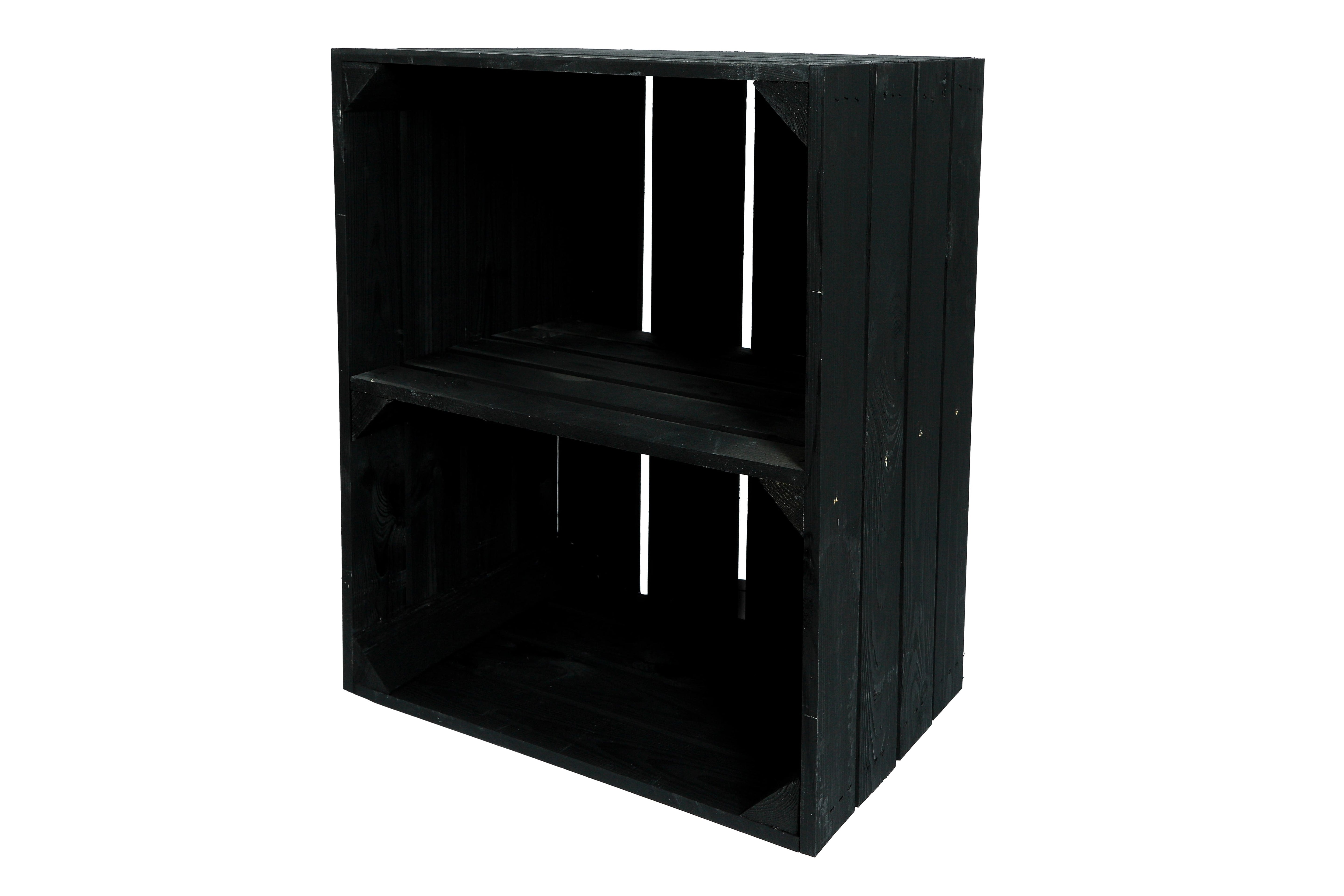 Neue Holzkiste Schuh Quer 50x40x29 cm - schwarz- HolzRepublik