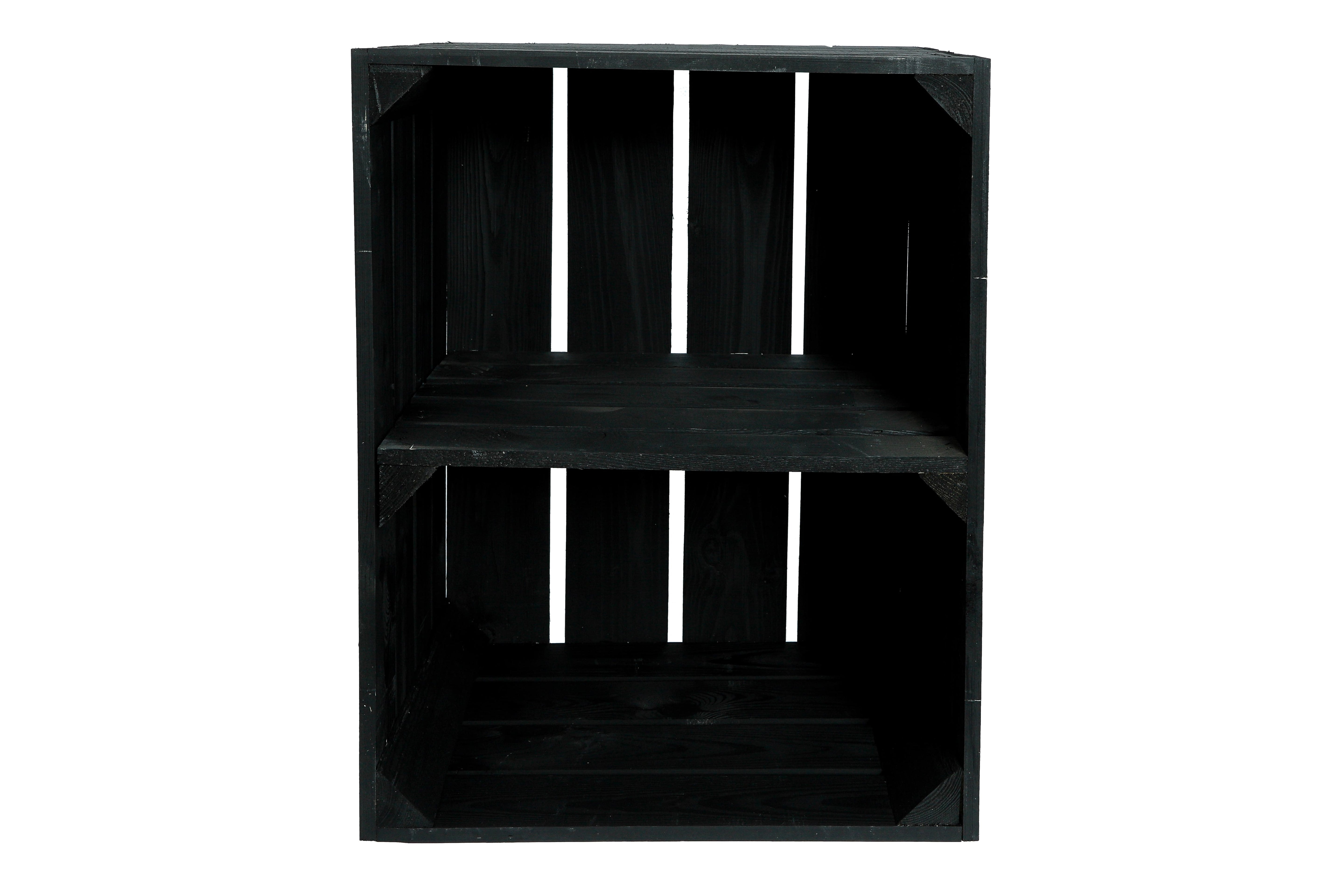 Neue Holzkiste Schuh Quer 50x40x29 cm - schwarz- HolzRepublik