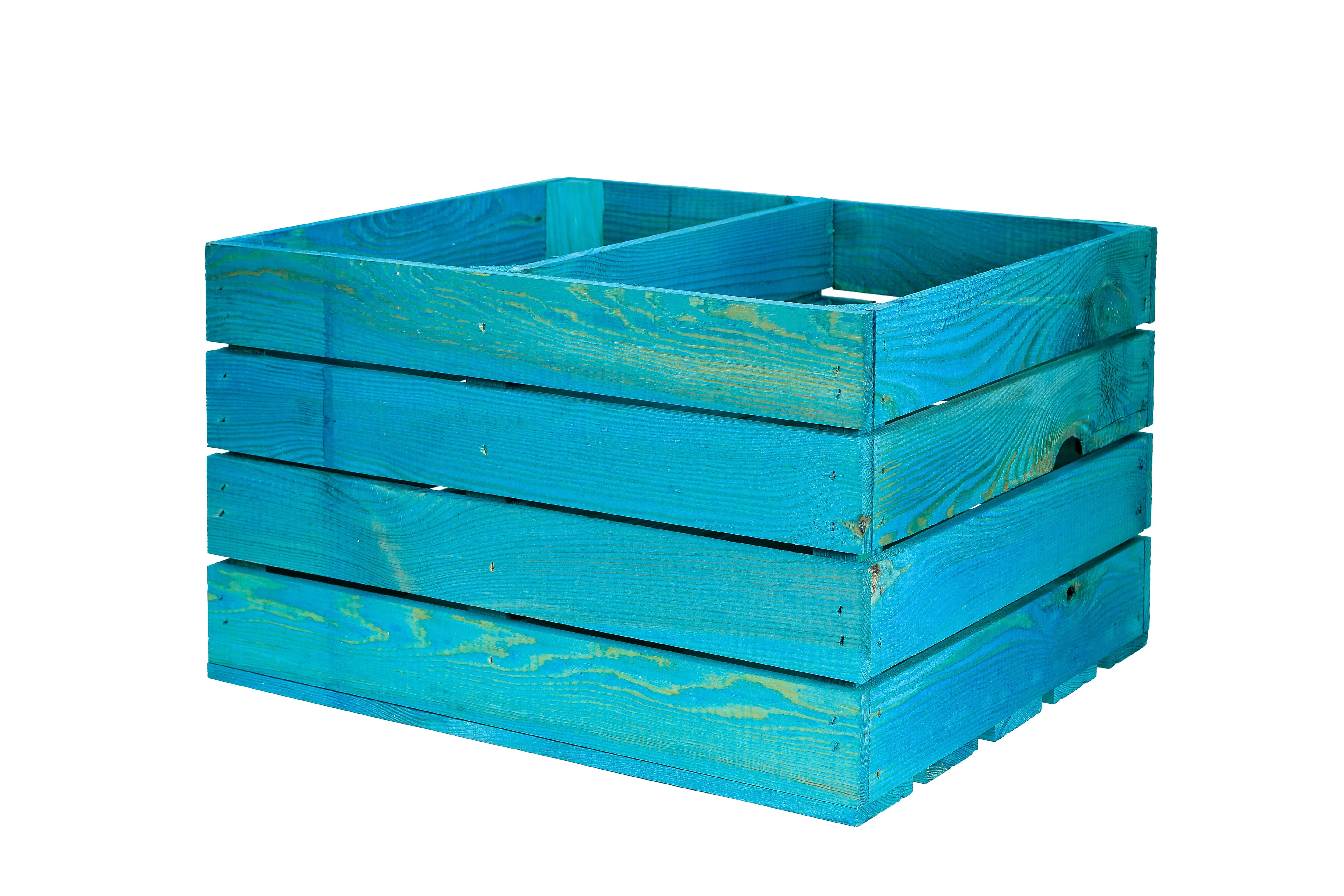 Neue Holzkiste SchuhQuer türkis 50x40x30cm / mit Mittelbrett / Obstkistenregal / Schuhregal / Schuhschrank / Schuhkiste- HolzRepublik