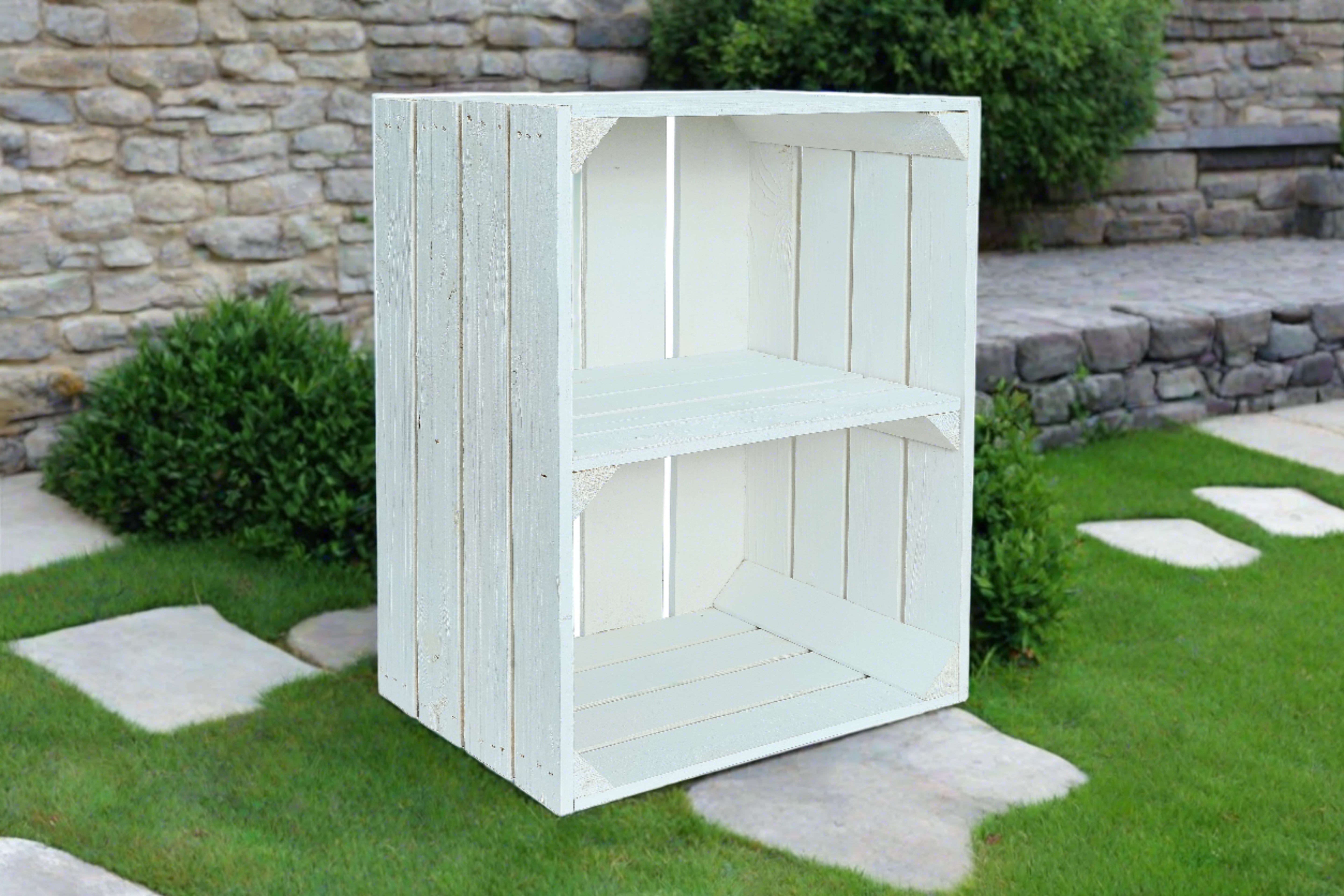 Neue Holzkiste SchuhQuer 50x40x29cm - weiß- HolzRepublik
