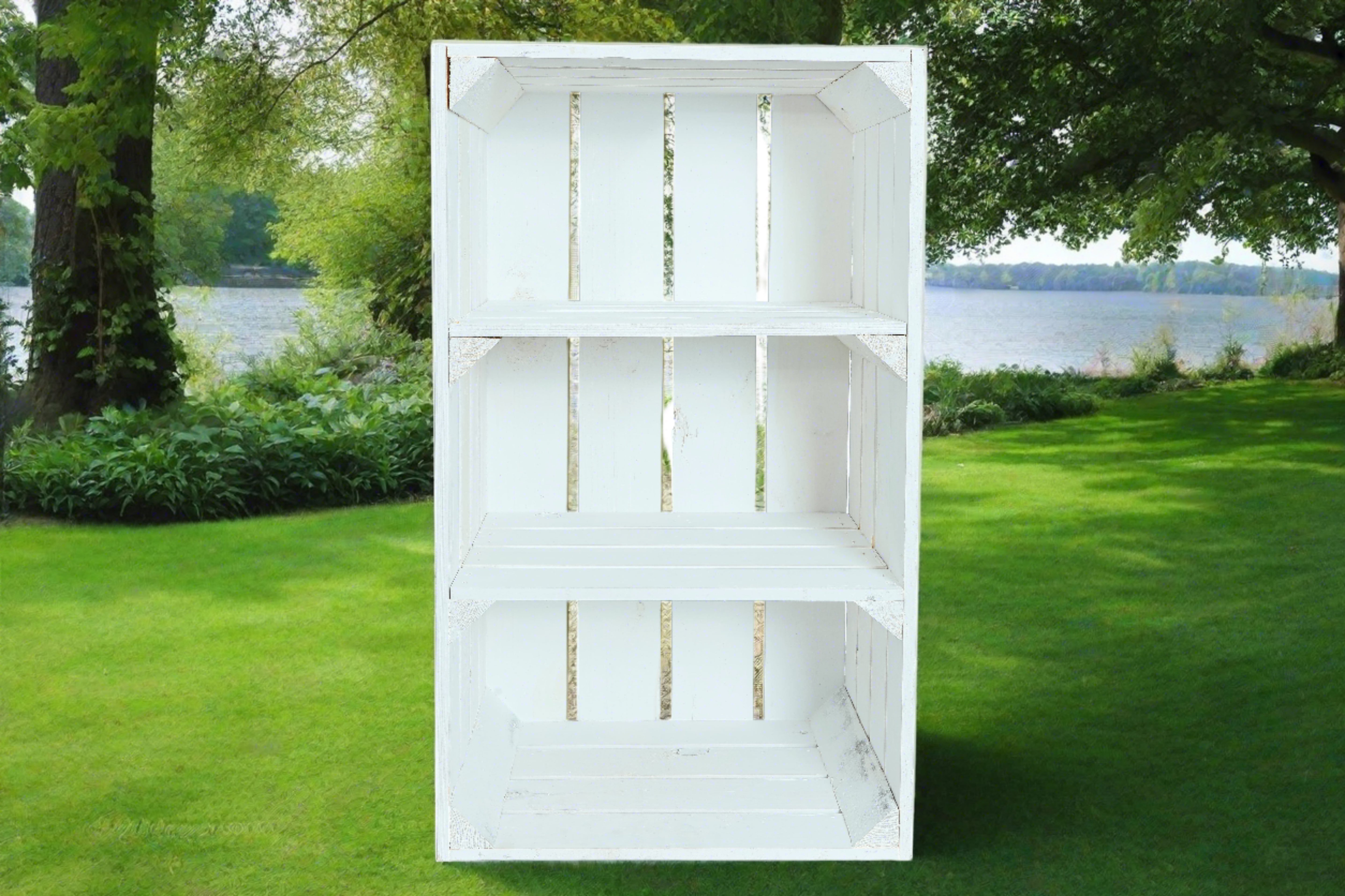 Neue Holzkiste SchuhSchmal 68x40x31cm - weiß- HolzRepublik
