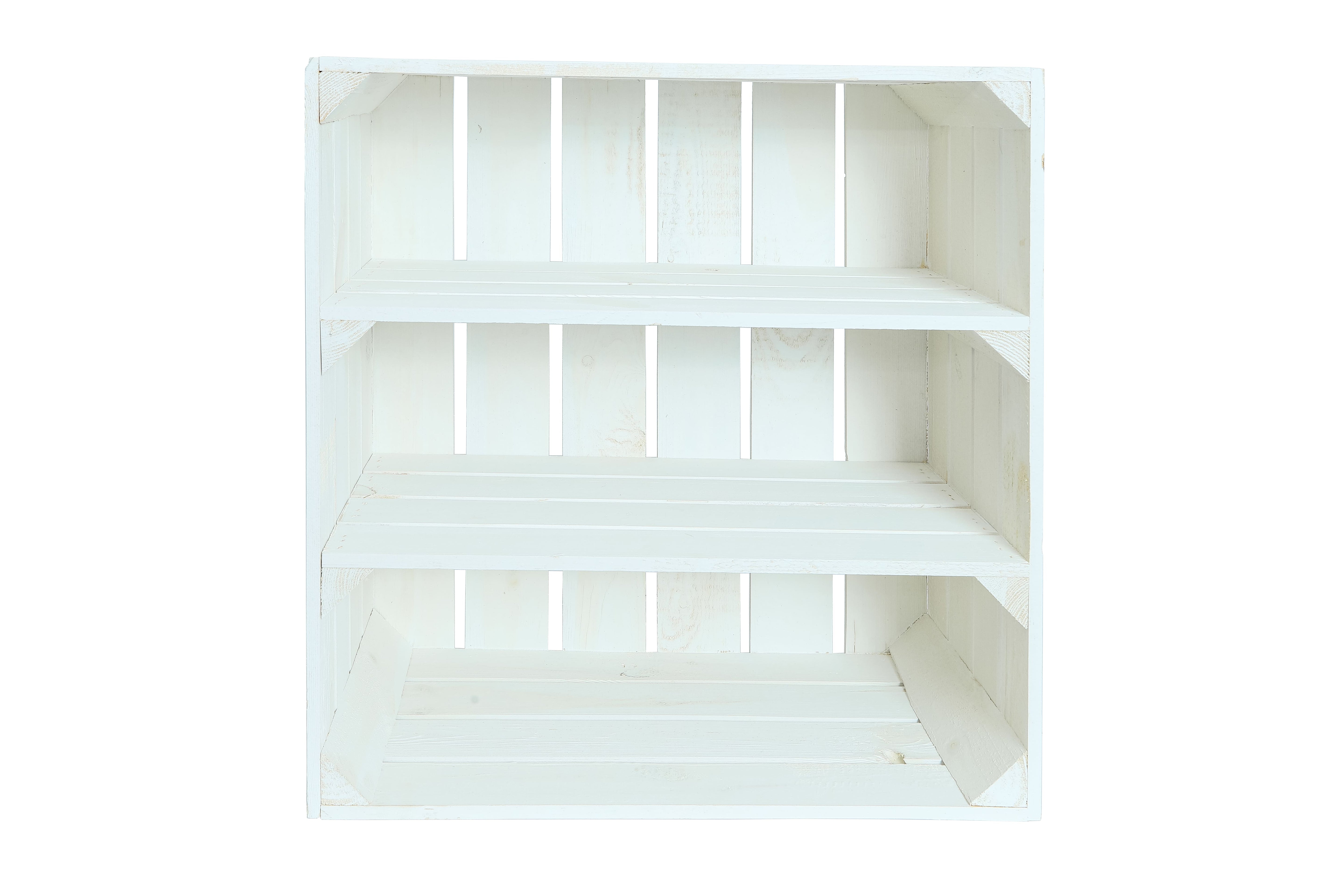 Neue Holzkiste Schuh2Quer Weiß mit 2 Mittelbretter 50x40x29 cm / Schuhregal / Obstkistenregal / Schuhschrank / Schuhkiste- HolzRepublik