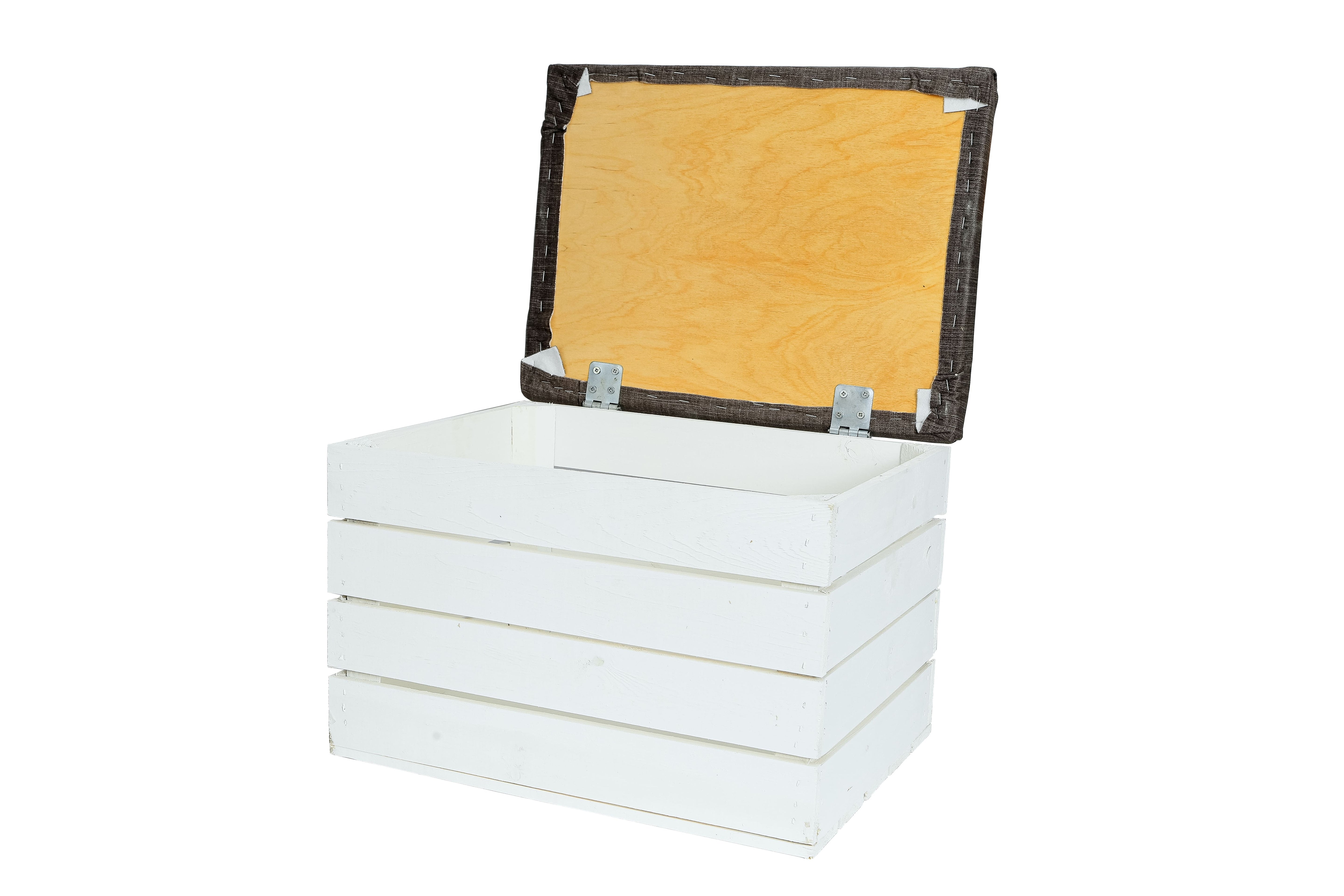 Sitztruhe Mira Weiß 48x35x34cm - Truhe mit Sitzkissen / Sitzpolster / Holzkiste mit Deckel / Aufbewahrungskiste- HolzRepublik