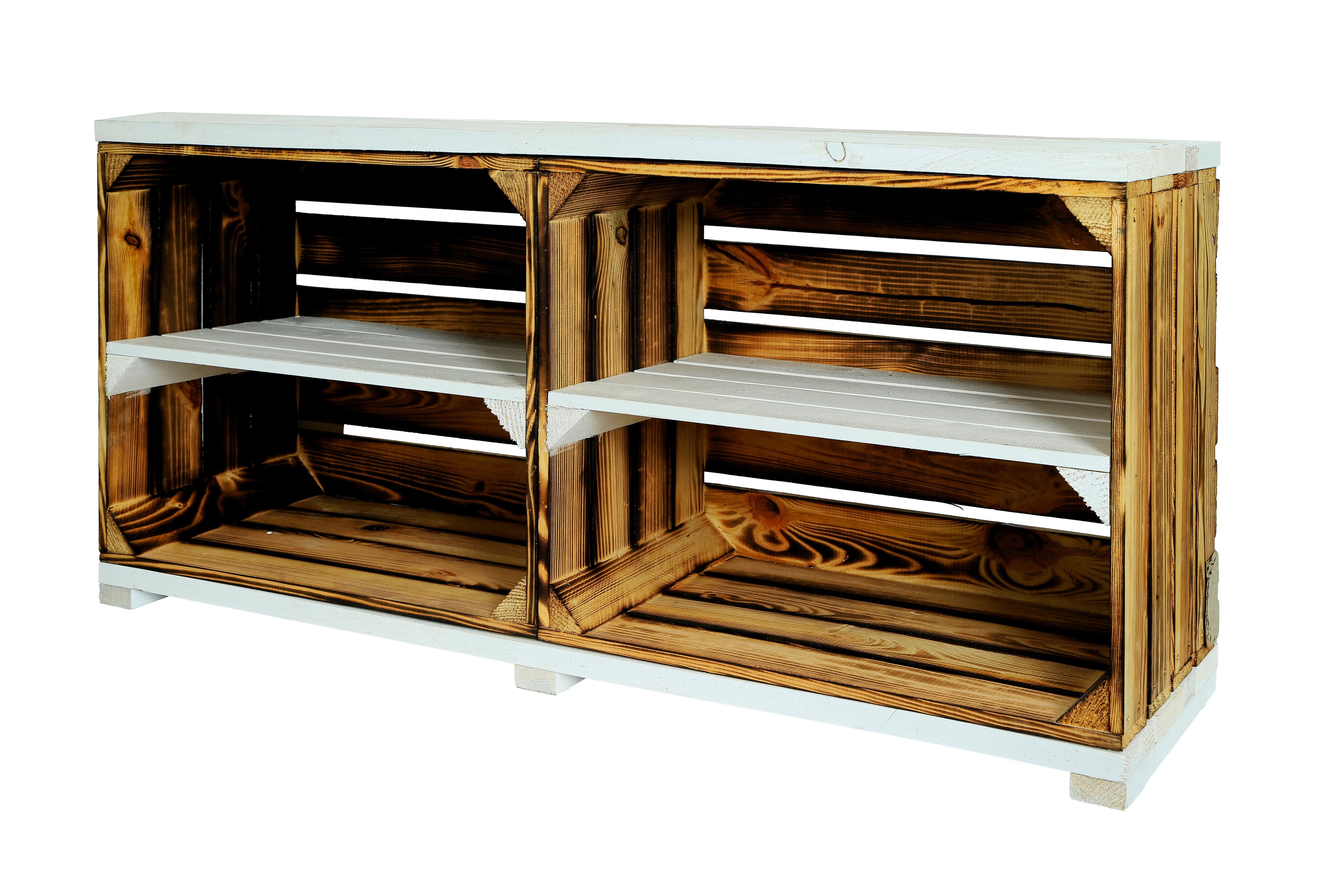 TV-Schrank aus Regalkisten auf Holzfüßen 100x50x29 cm / Sitzbank / Eingangsbereich- HolzRepublik