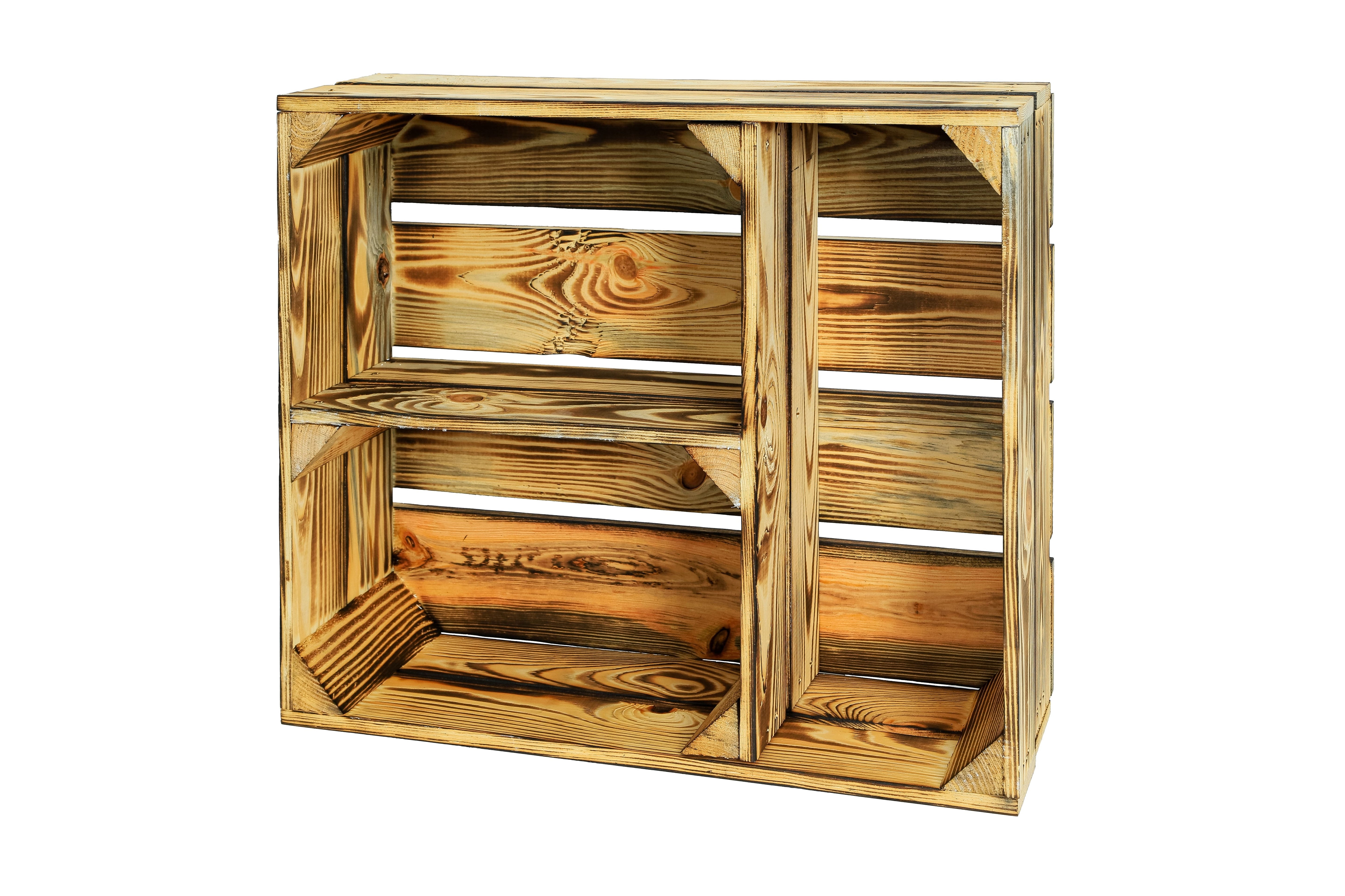 Neue Holzkiste Traute geflammt 50x40x16 cm- HolzRepublik