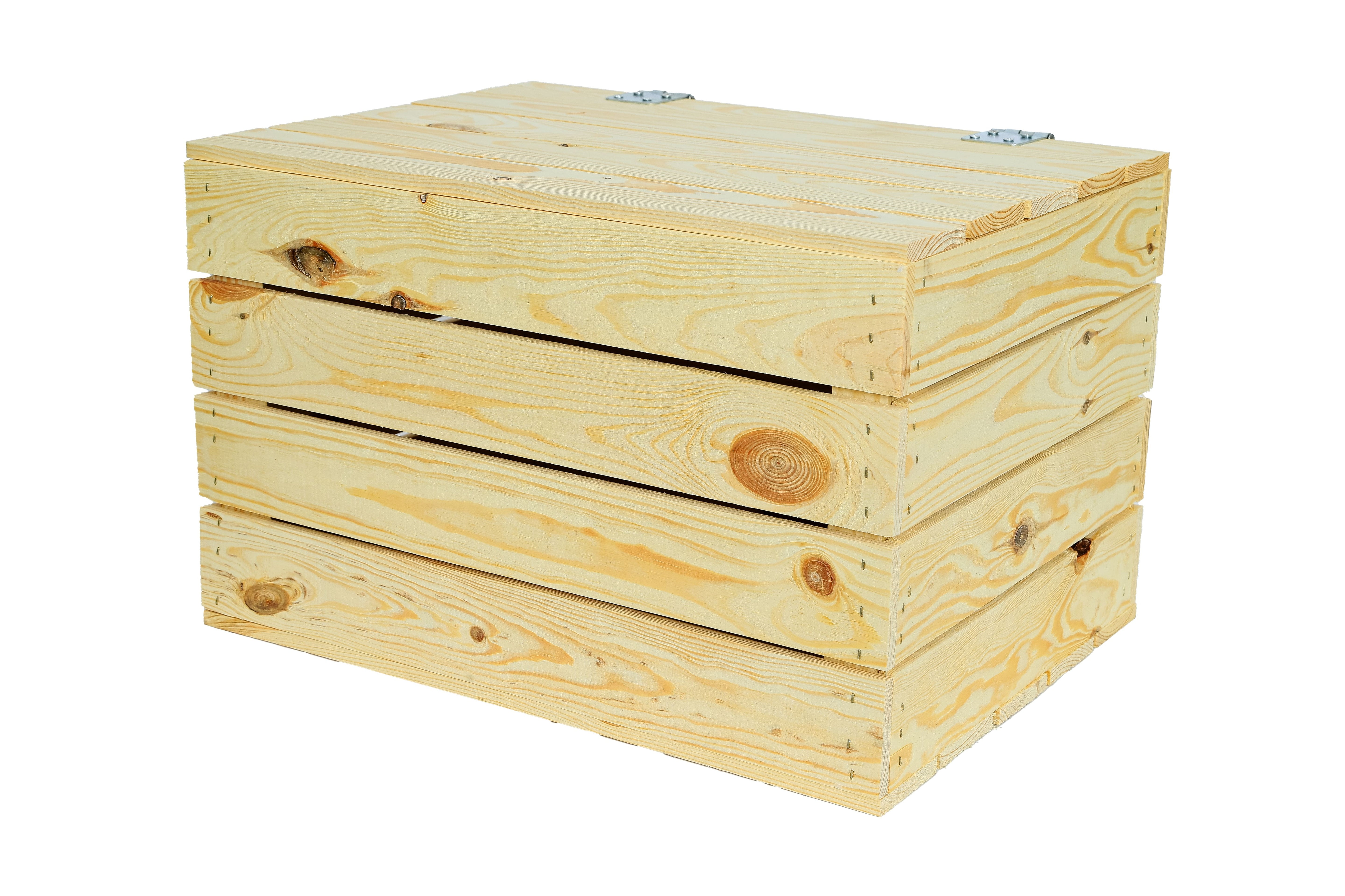 Neue Holztruhe natur 48x36x30cm -  Truhe aus Holz / Holzkiste mit Deckel / Aufbewahrungskiste- HolzRepublik