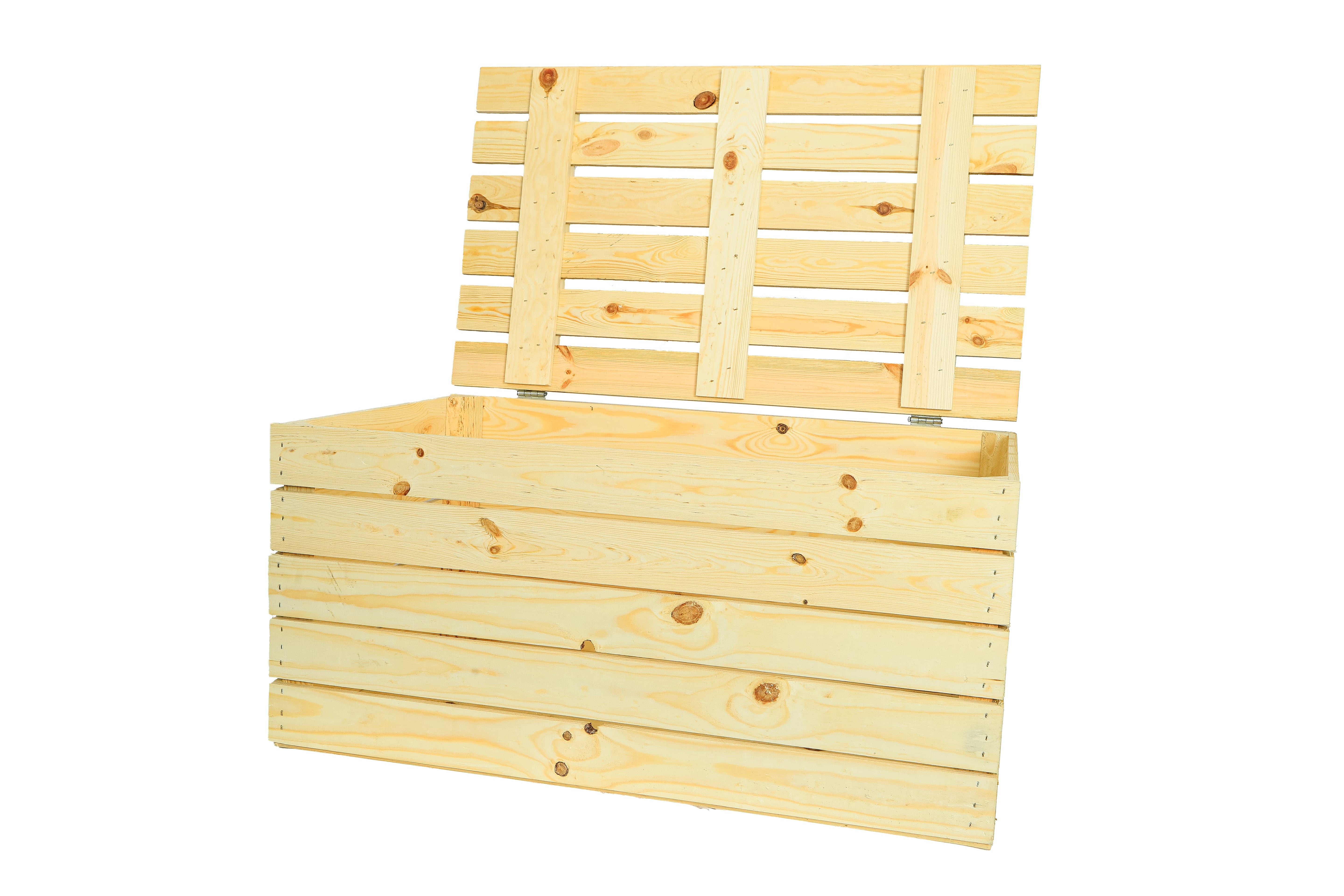 Holztruhe 80 Natur - 80x50x39 cm - Große Truhe aus Holz / Holzkiste mit Deckel / Aufbewahrungskiste- HolzRepublik