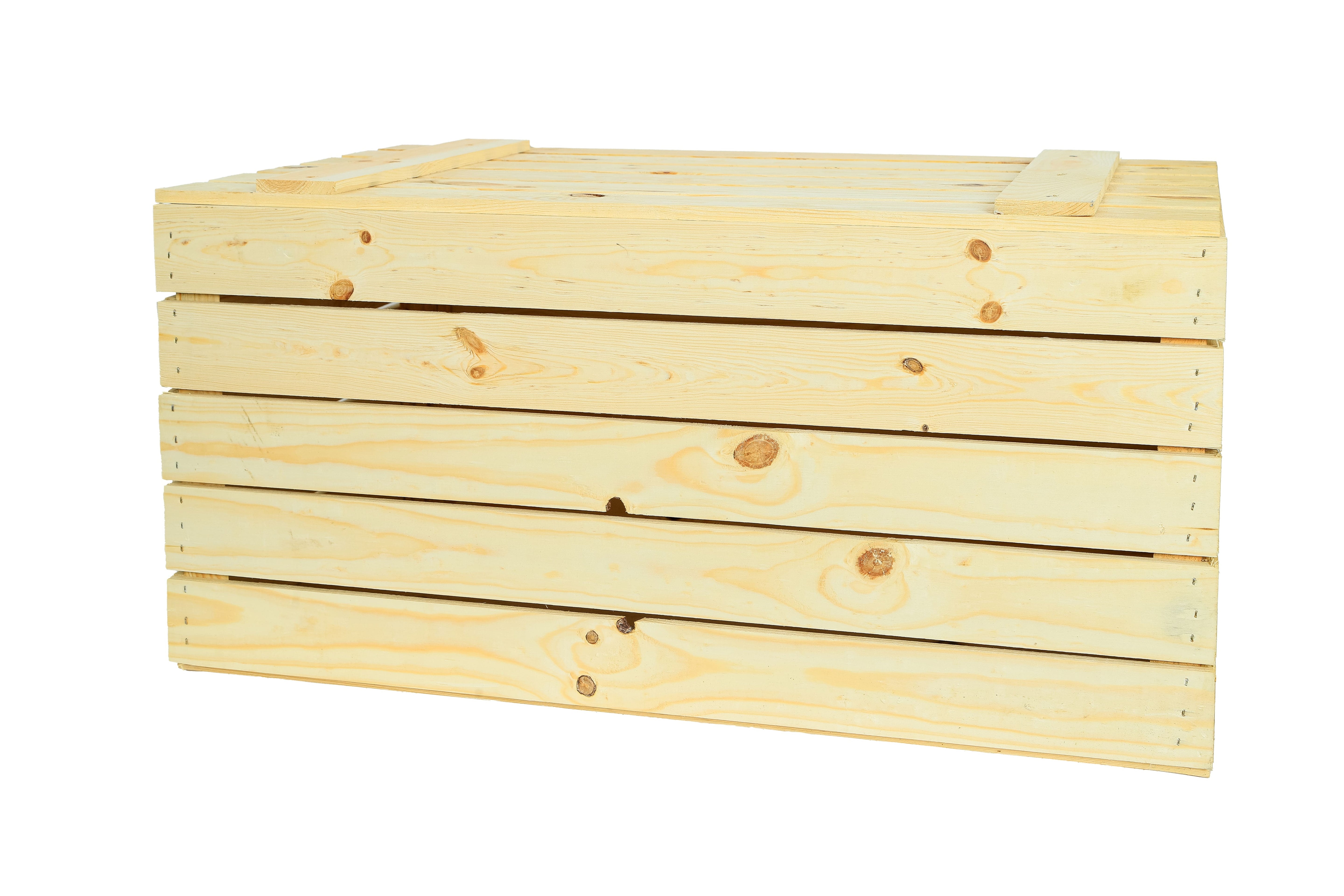 Holztruhe 80 Natur - 80x50x39 cm - Große Truhe aus Holz / Holzkiste mit Deckel / Aufbewahrungskiste- HolzRepublik