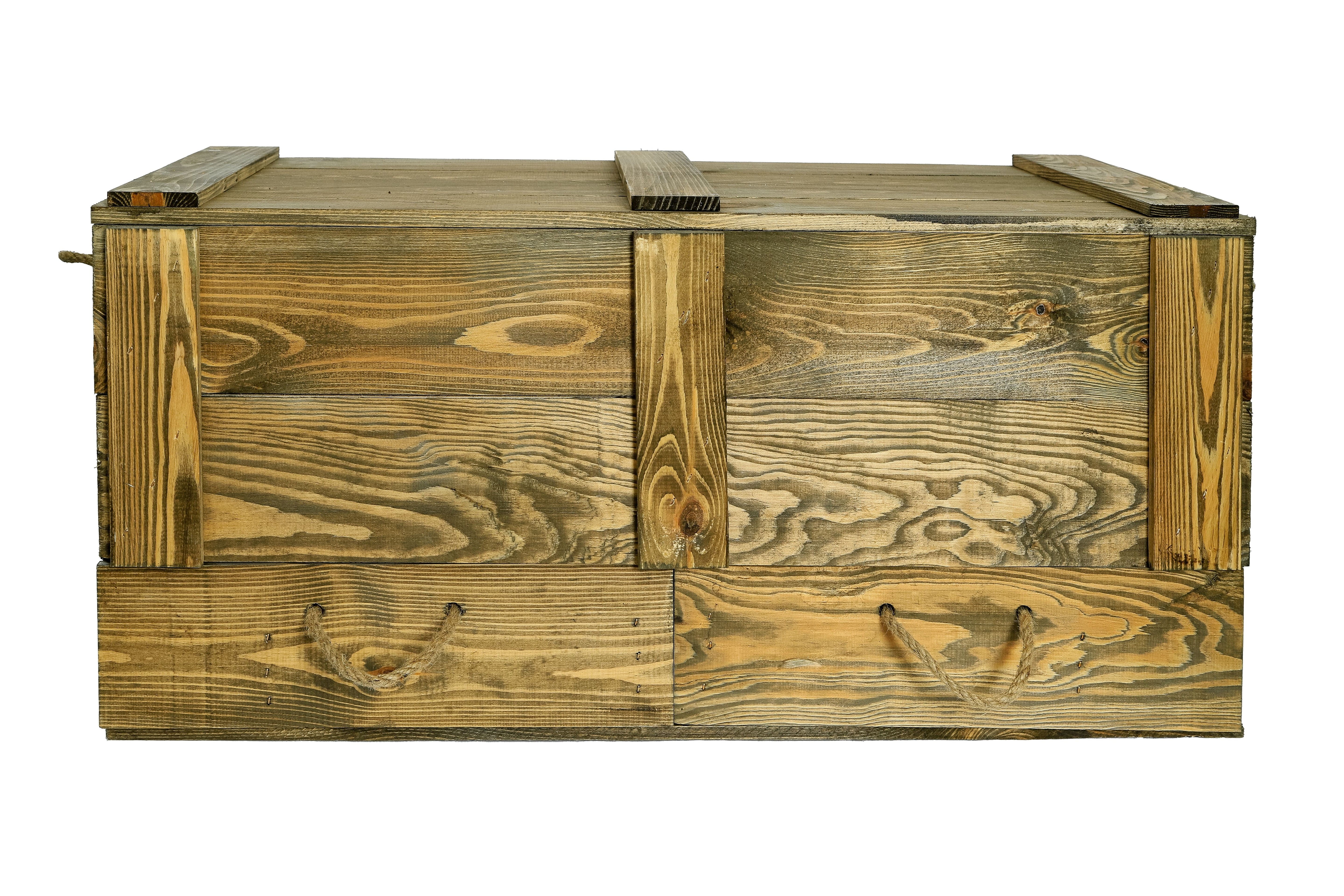 Neue Holztruhe mit 2 Schubladen 85,5x42x43,5cm - große Truhe braun / Dekotruhe / Couchtisch- HolzRepublik