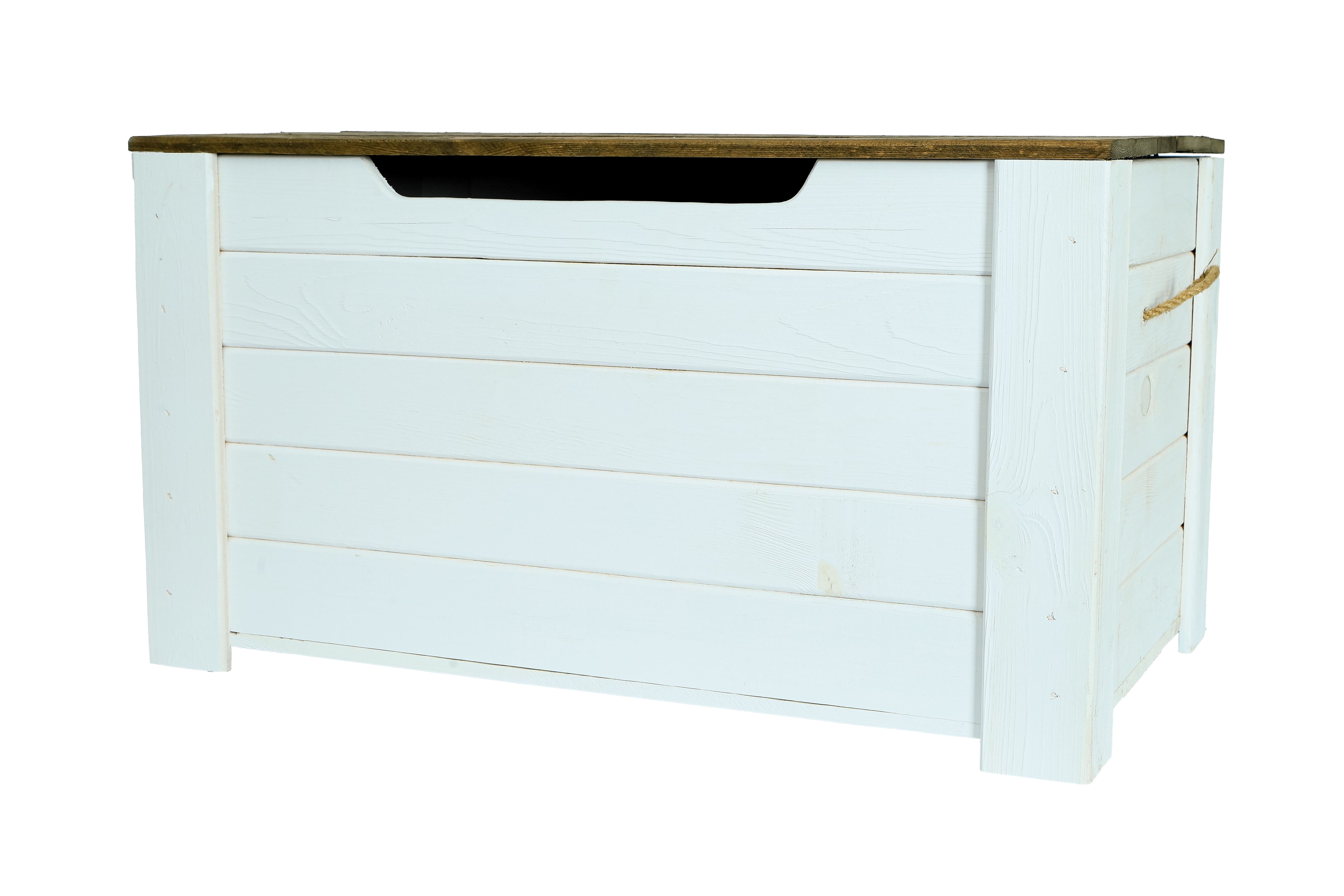 Holztruhe "Pascale" 80x48x43,5 cm by Vinterior© - Truhe Weiß-Geflammt / Spielzeugtruhe / Dekotruhe- HolzRepublik
