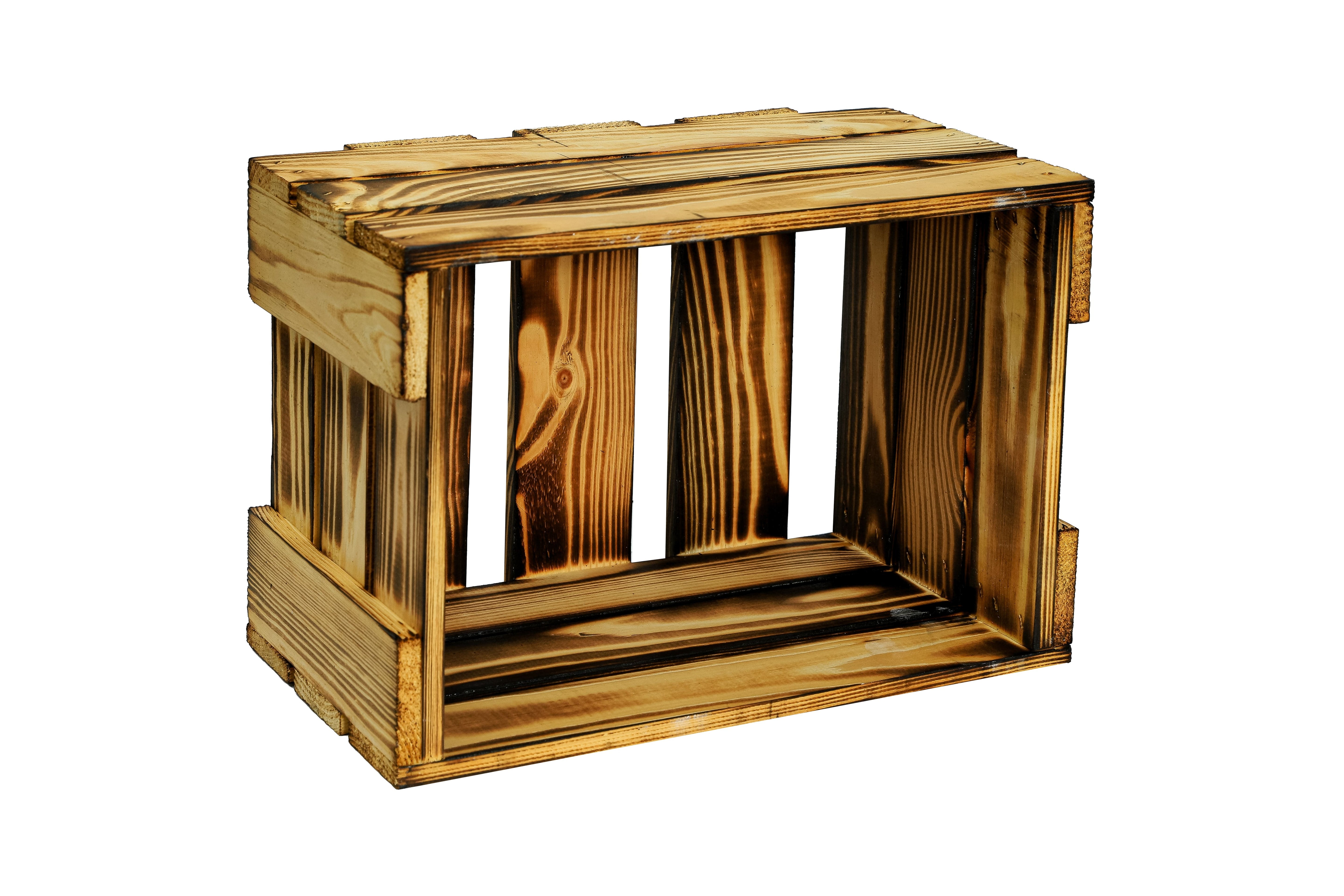 Neue kleine Weinkiste 34x23x19cm - geflammt- HolzRepublik