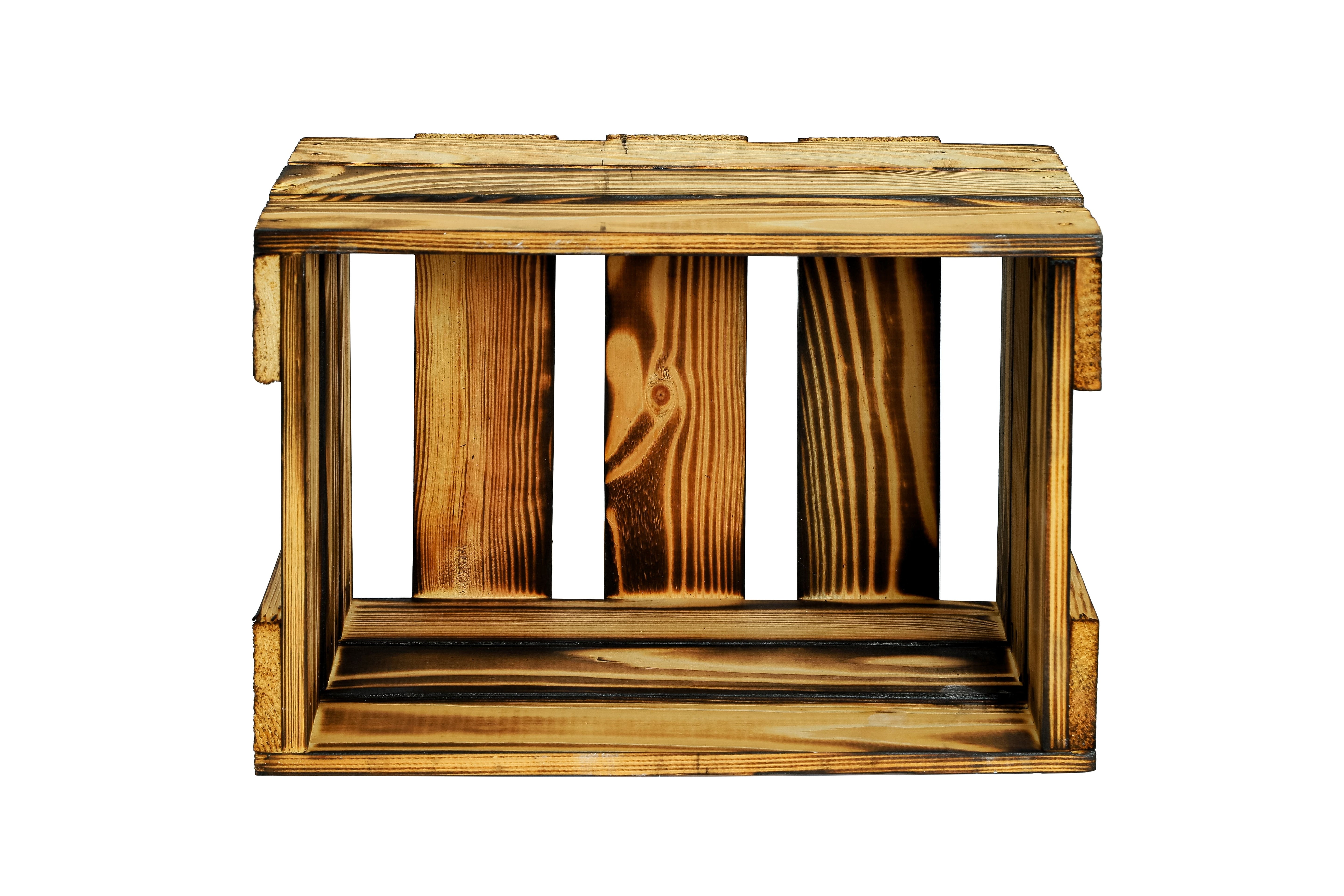 Neue kleine Weinkiste 34x23x19cm - geflammt- HolzRepublik