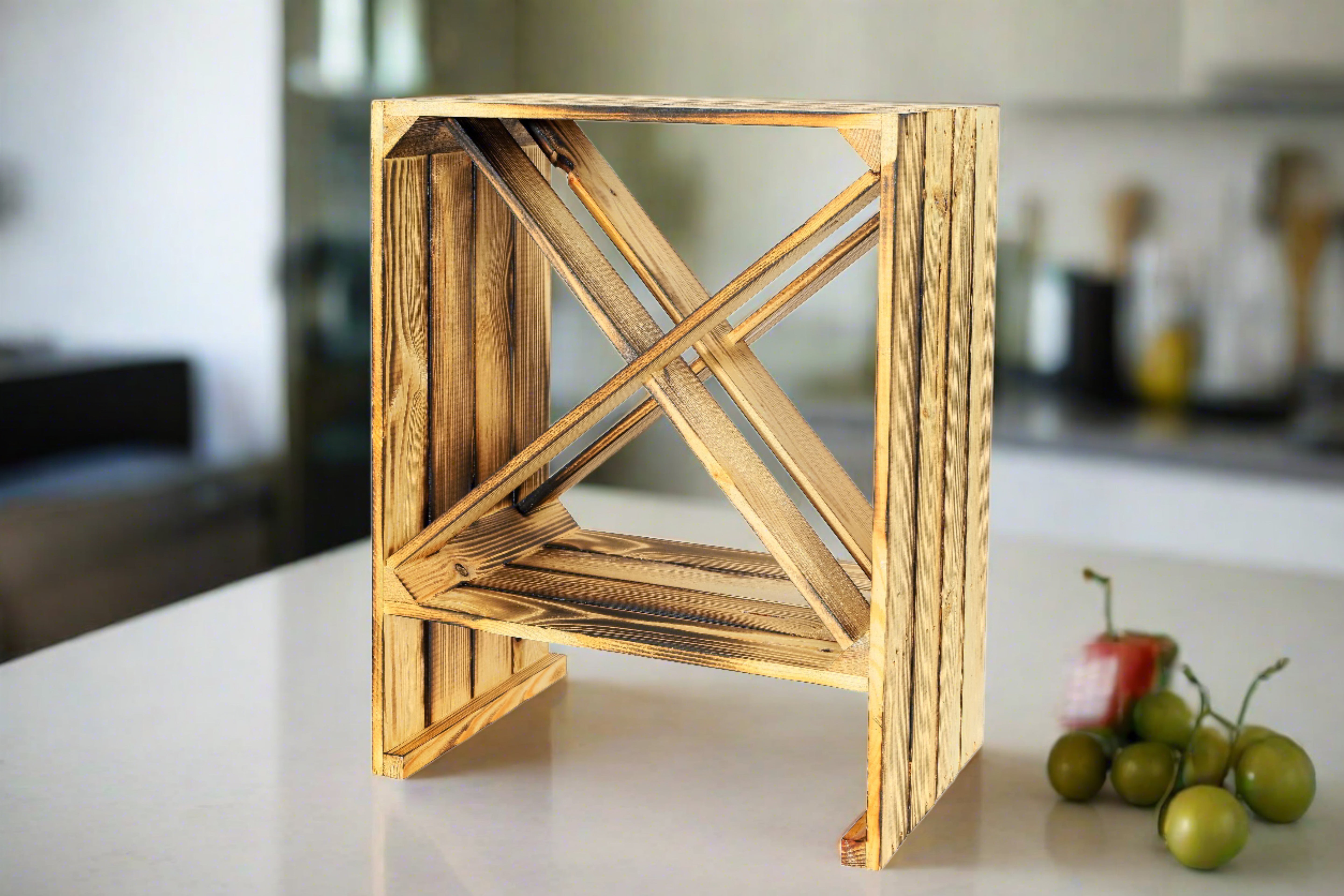 Neues Weinregal X 50x40x27cm - geflammt / Dekokiste / Weinkiste / Weinhalter- HolzRepublik