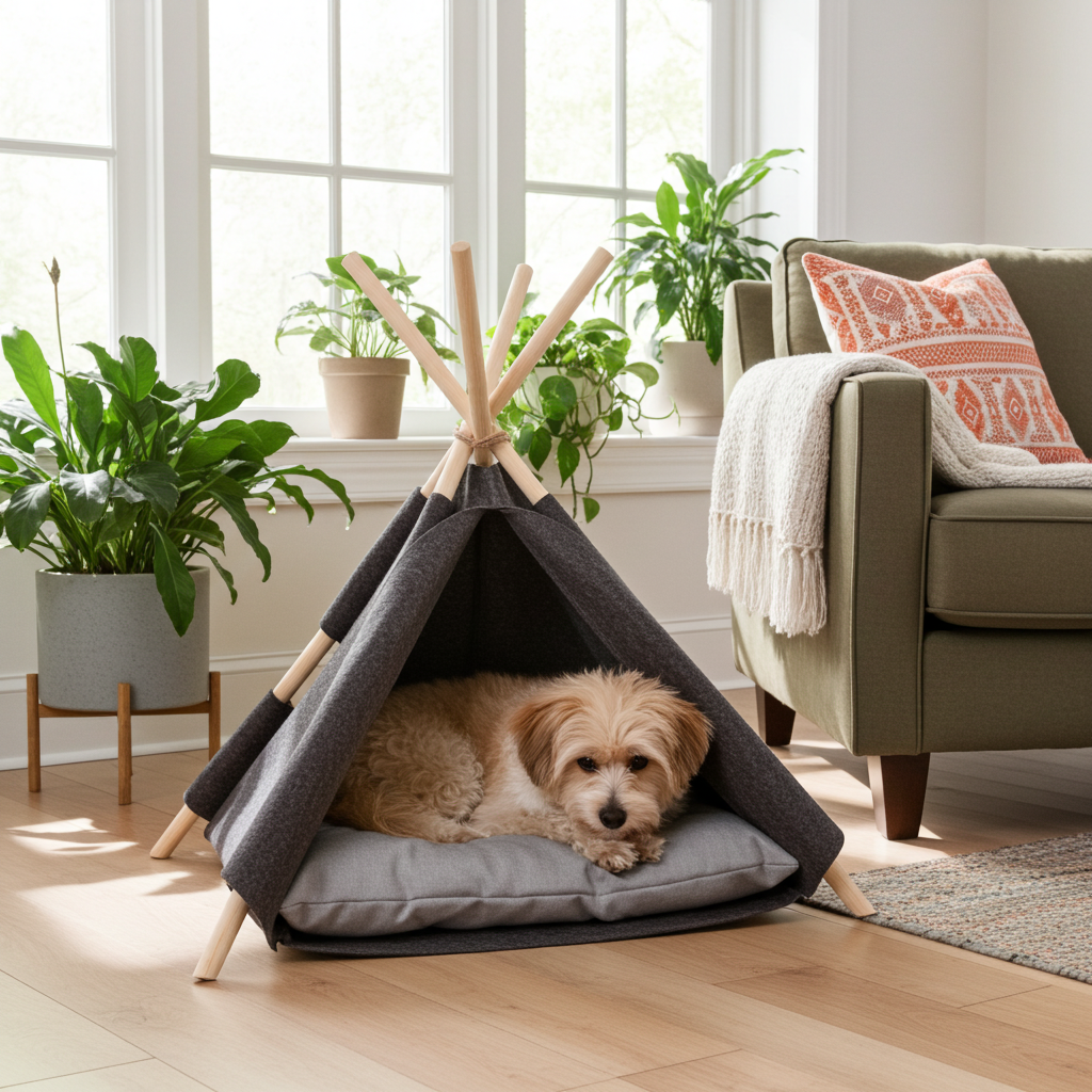 Wigwam für Hunde und Katzen – gemütliches Hundezelt & Katzentipi / Handgefertigte Hundehöhle, Hundehütte & Tierzelt für Haustiere
