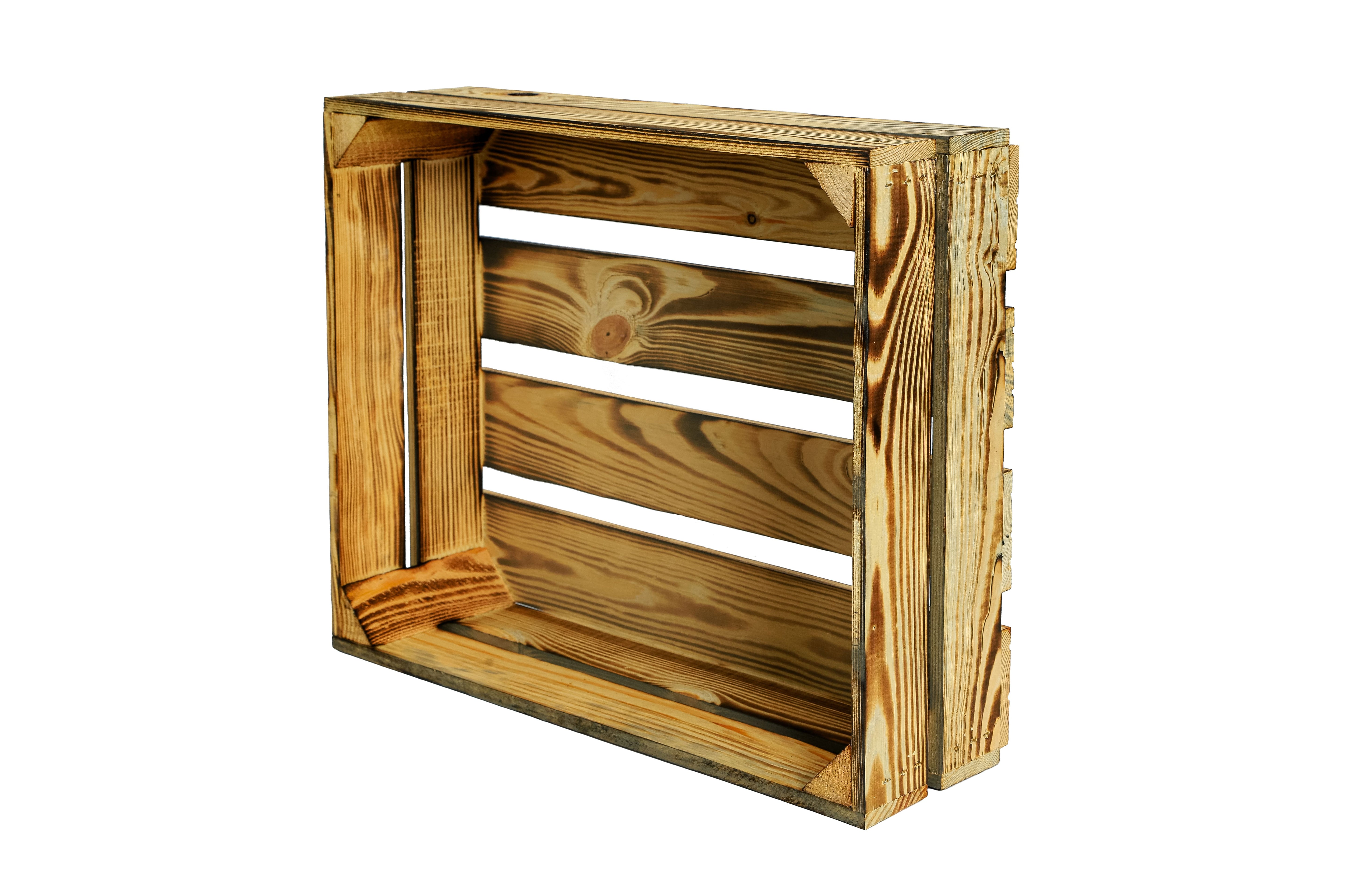 Neue Holzkiste "Wilma ohne" 50x40x16 cm - geflammt- HolzRepublik