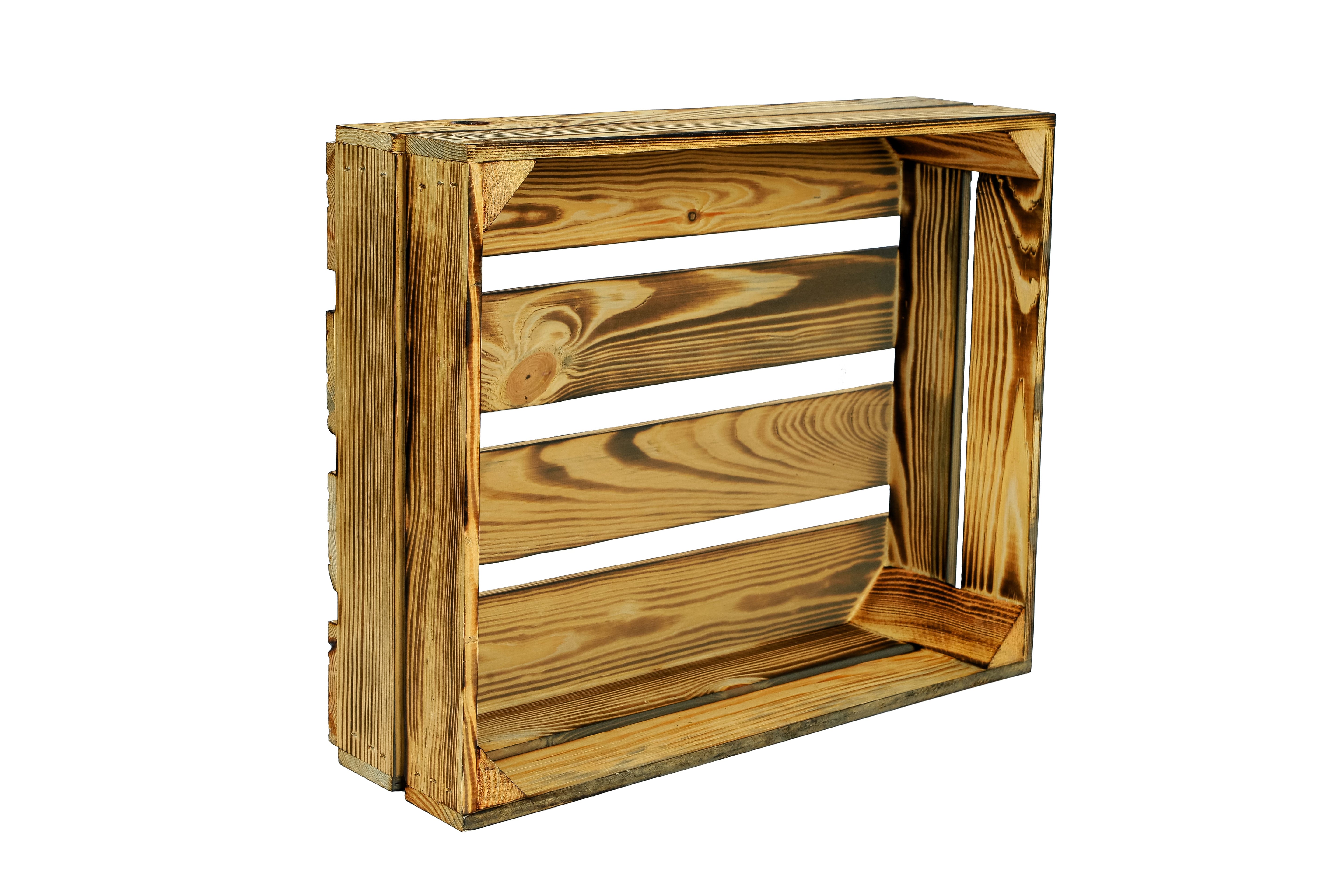 Neue Holzkiste "Wilma ohne" 50x40x16 cm - geflammt- HolzRepublik