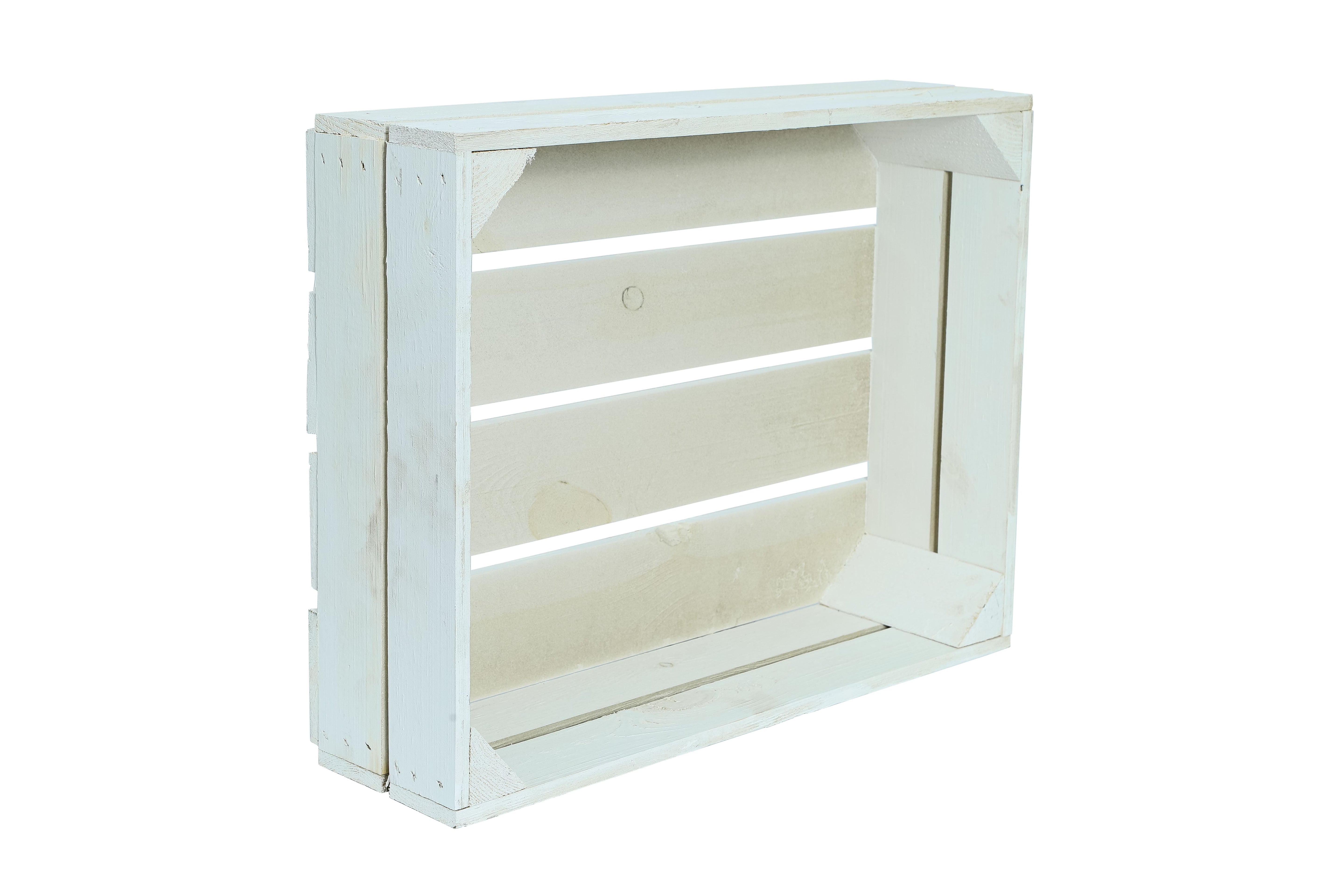 Neue Holzkiste Wilma Ohne 50x40x16 cm - weiß- HolzRepublik