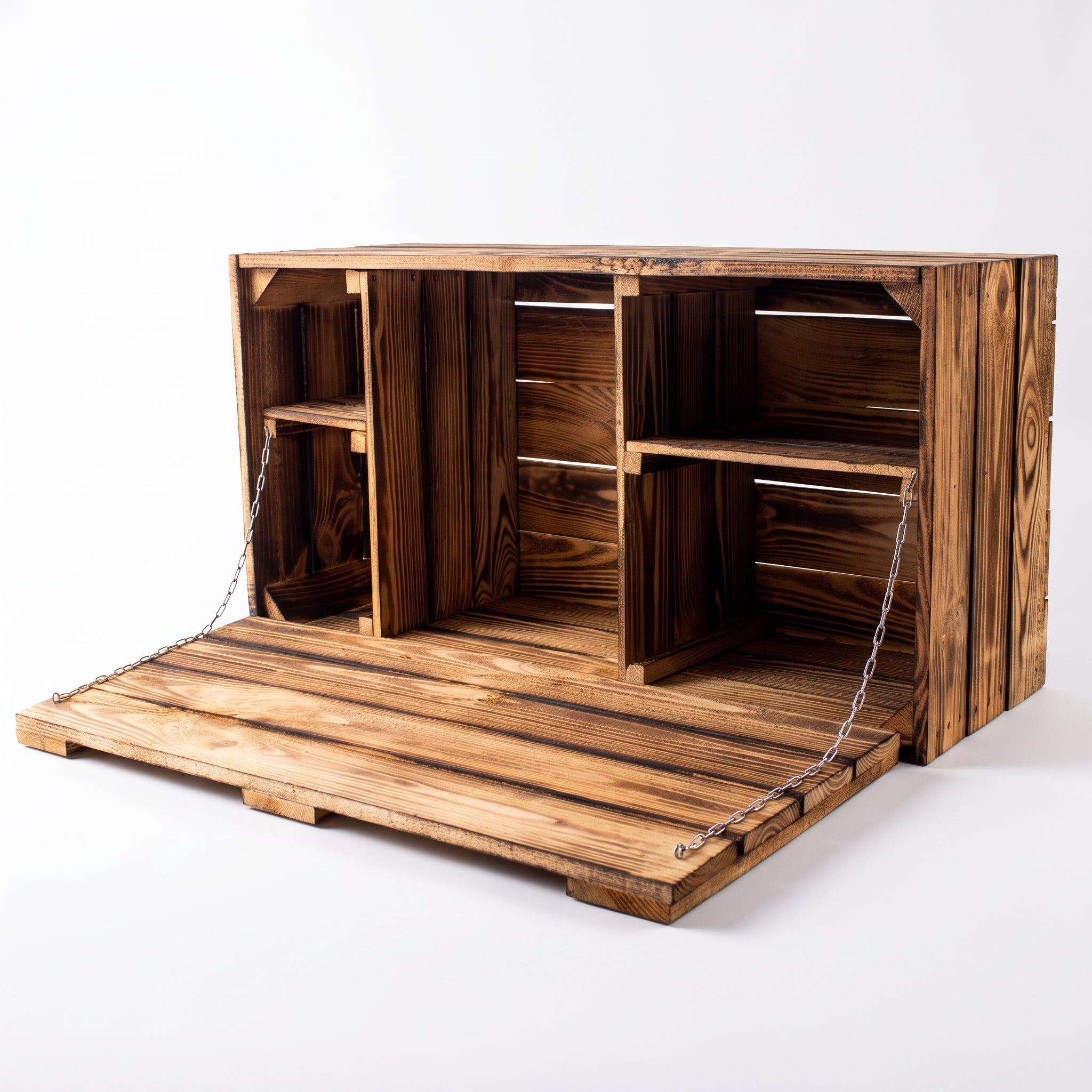 Geflammte Hängebar aus Holz 80×30×40 cm – Wandbar, Flaschenregal, Klapptruhe & Aufbewahrung