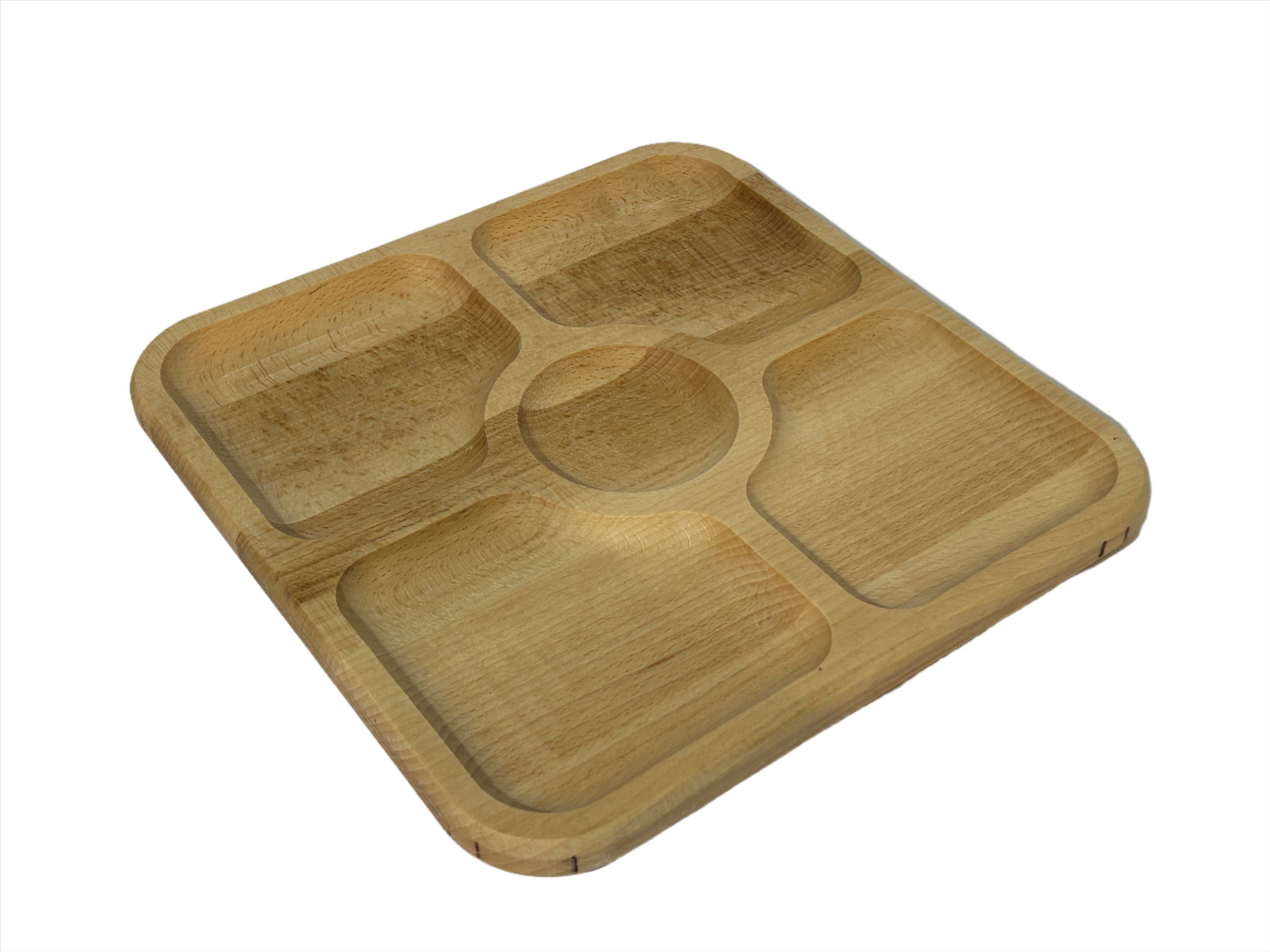 Holzteller mit Unterteilungen aus Buchenholz- HolzRepublik