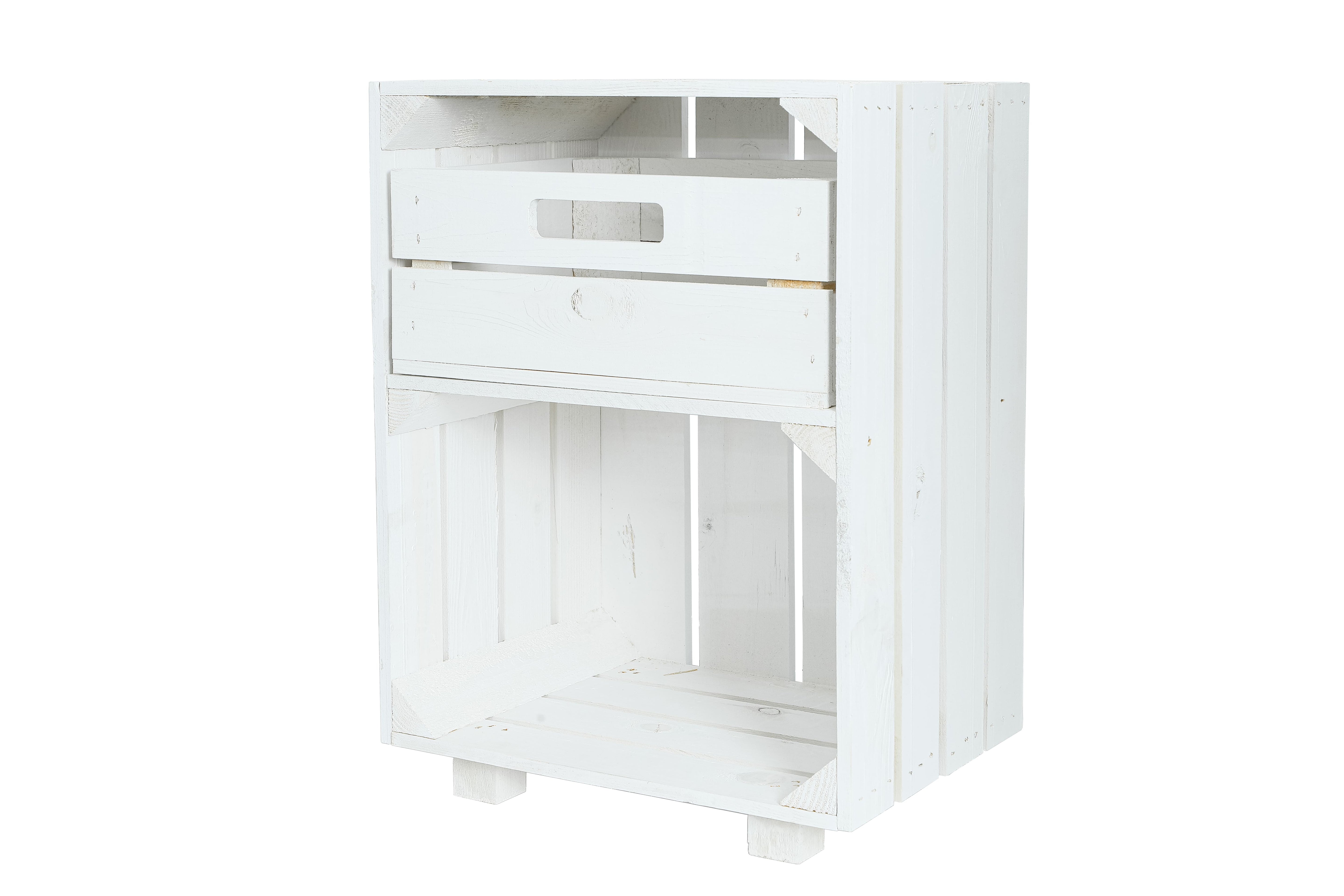 Neue Holzkiste BettyNachttisch+S 30,5x40x54cm - weiß- HolzRepublik