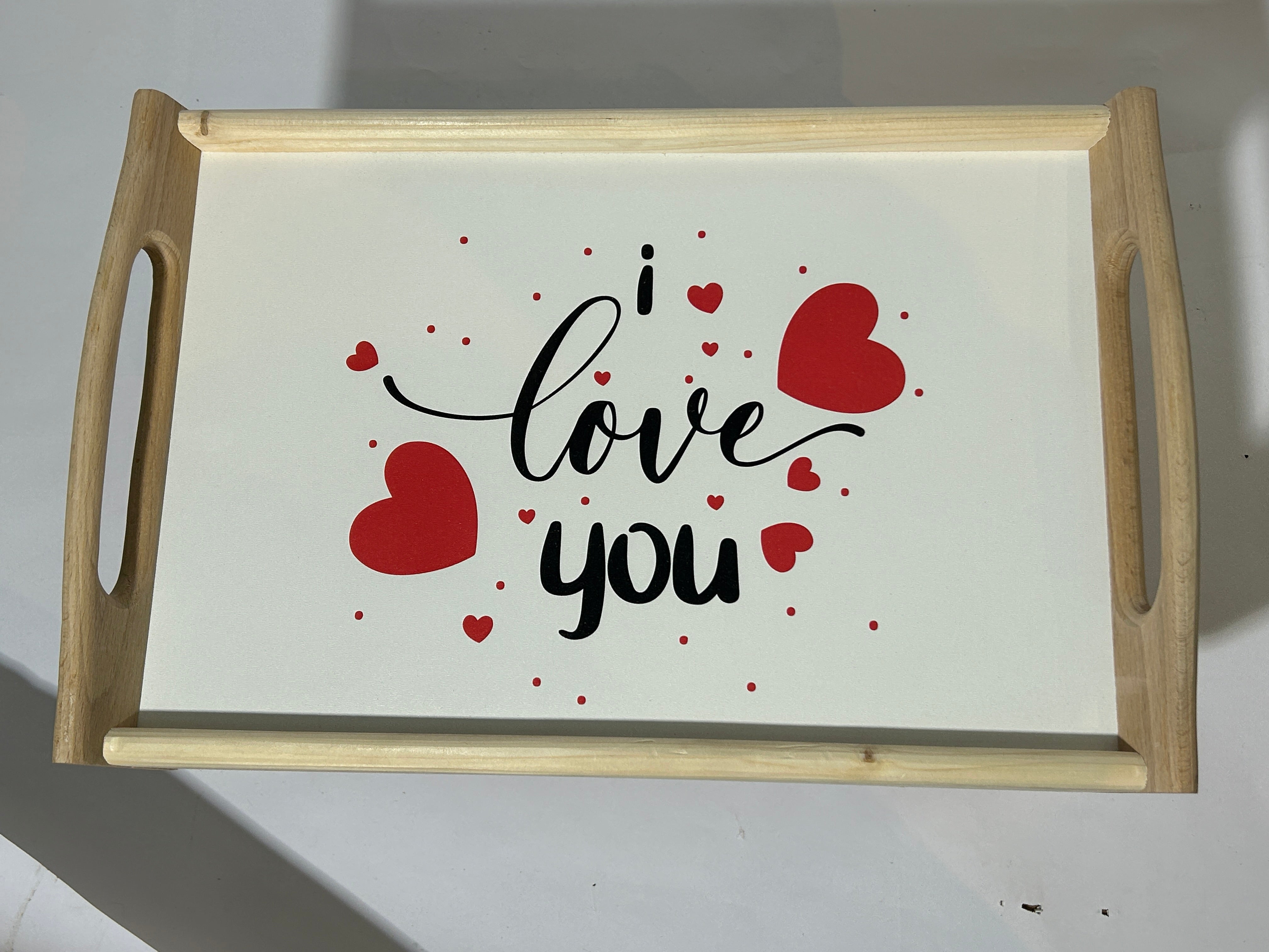 Holztablett "ILY", mit Füßen- HolzRepublik