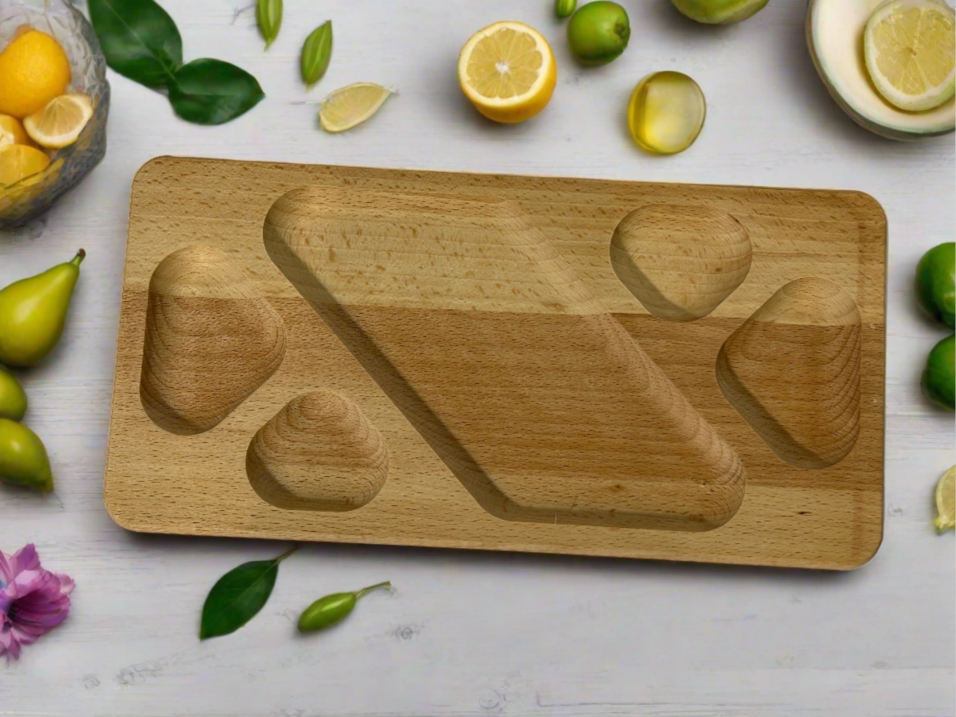 Holzteller mit Unterteilungen aus Buchenholz- HolzRepublik