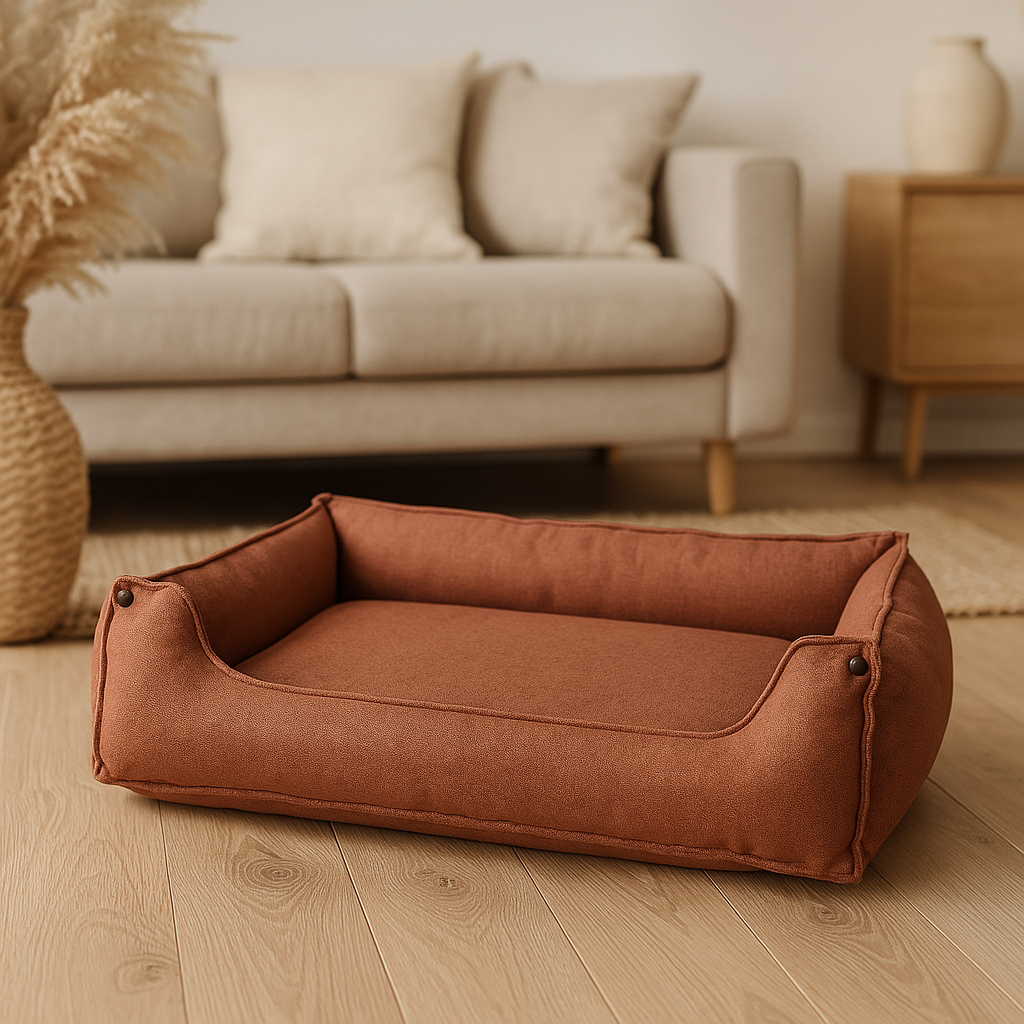 Hundebett & Hundekissen in einem - Braun /Einklappbare Hundeliege / Hunde-Schlafplatz maschinenwaschbar