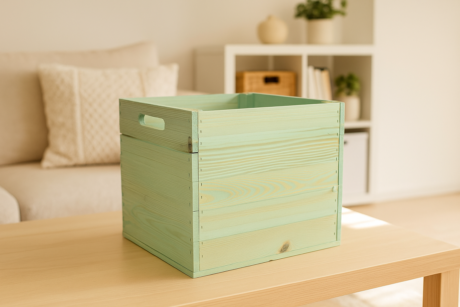 Neue Holzkiste Kallax 32x37,5x32,5 cm - Grün / Fach aus Holz für ein IKEA-Regal / Aufbewahrungskiste / Einschubkiste- OBSTKISTE