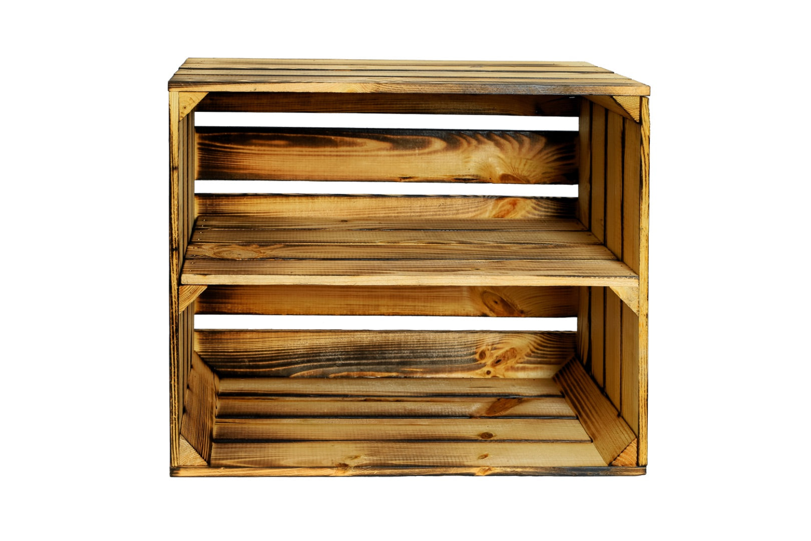 Neue Holzkiste Schuh 50x40x29cm - geflammt- HolzRepublik