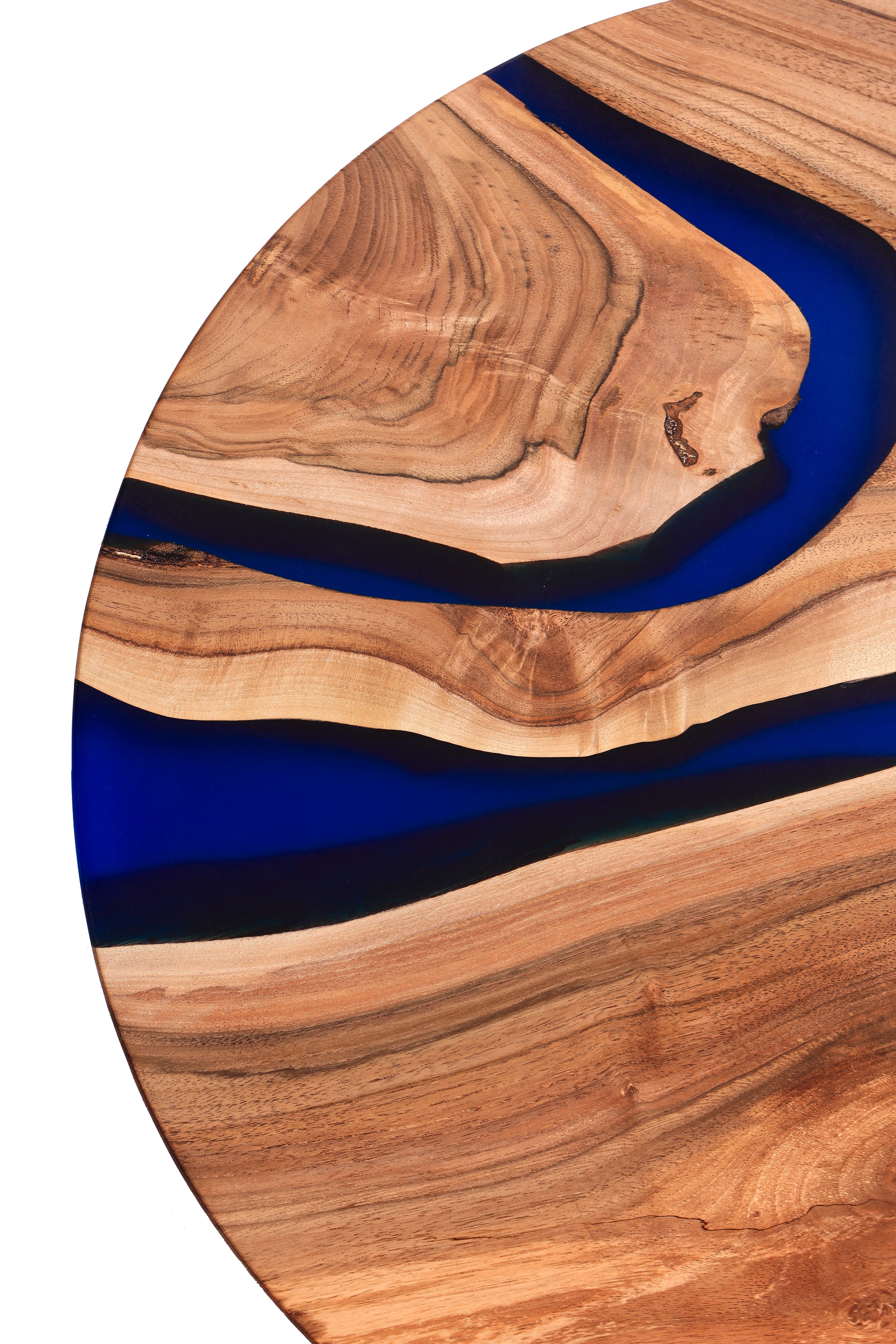 Runde Couchtischplatte mit blauem Epoxidharz / Beistelltisch aus Massivholz / Design-Couchtisch / Unikat- HolzRepublik