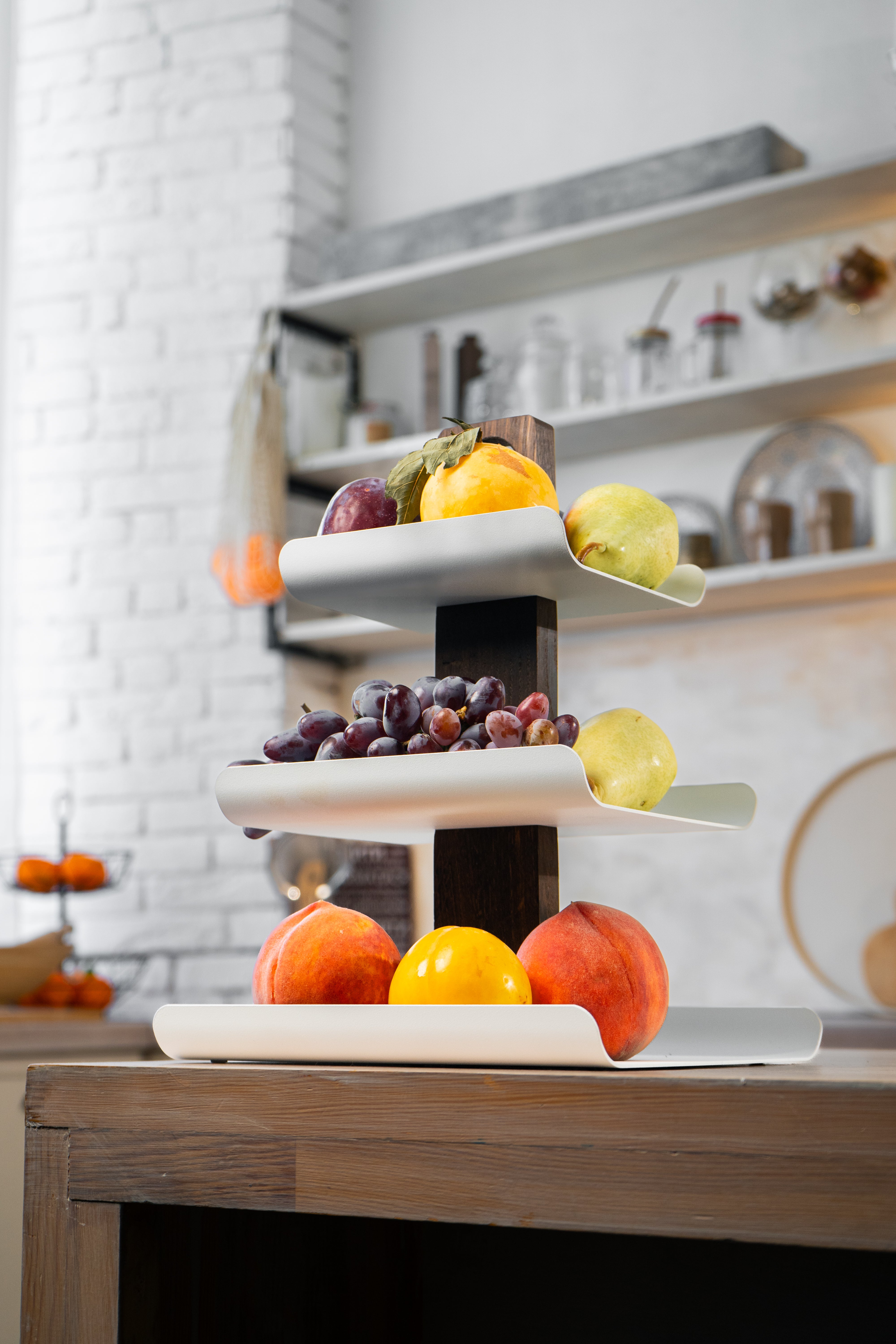 3-stöckige Etagere aus Holz und Metall – Servierständer für Cupcakes, Obst & Desserts / Kuchenständer / Gebäckständer / Candy Bar - Weiß- HolzRepublik